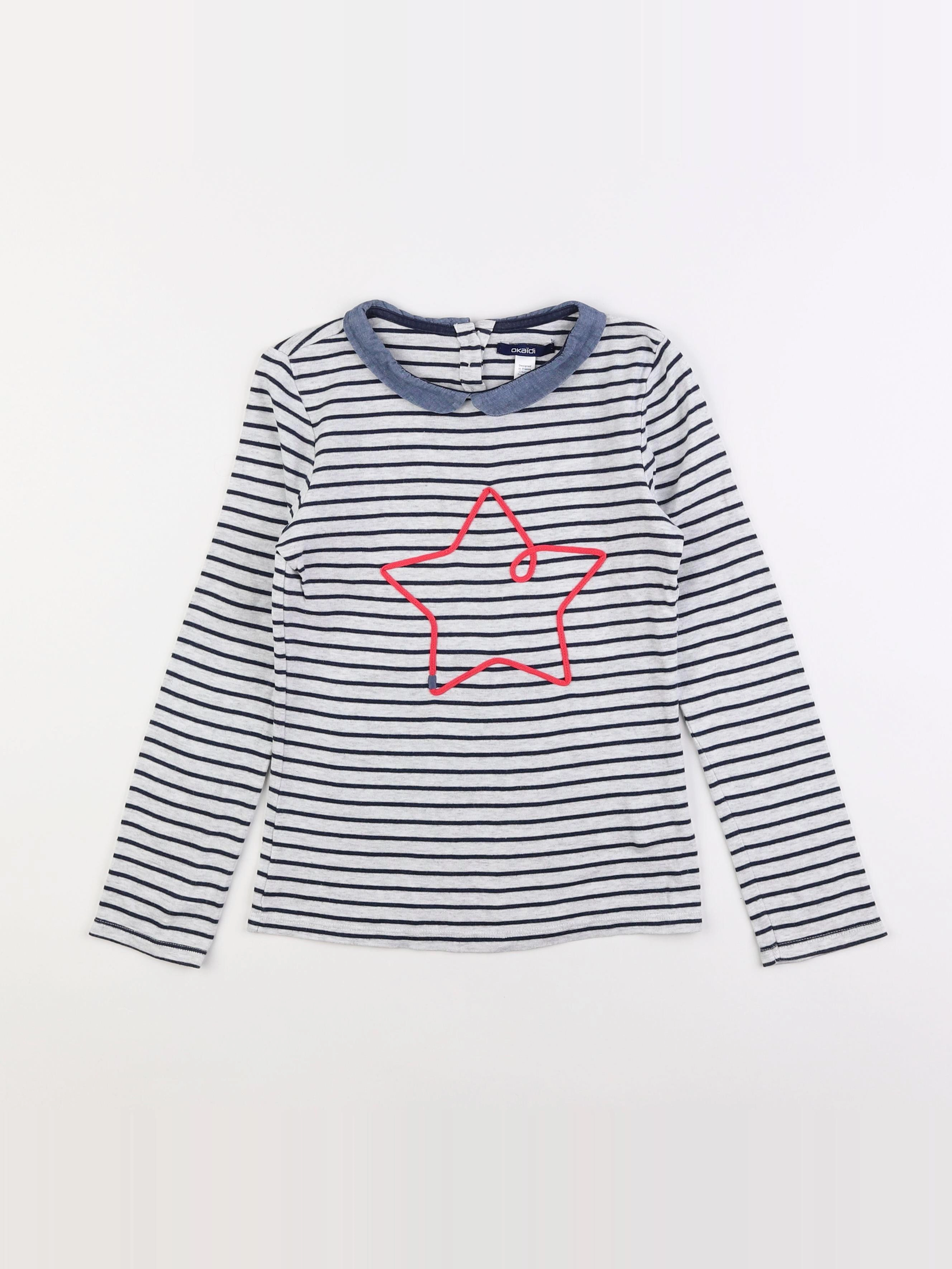 Okaidi - tee-shirt bleu, gris - 10 ans
