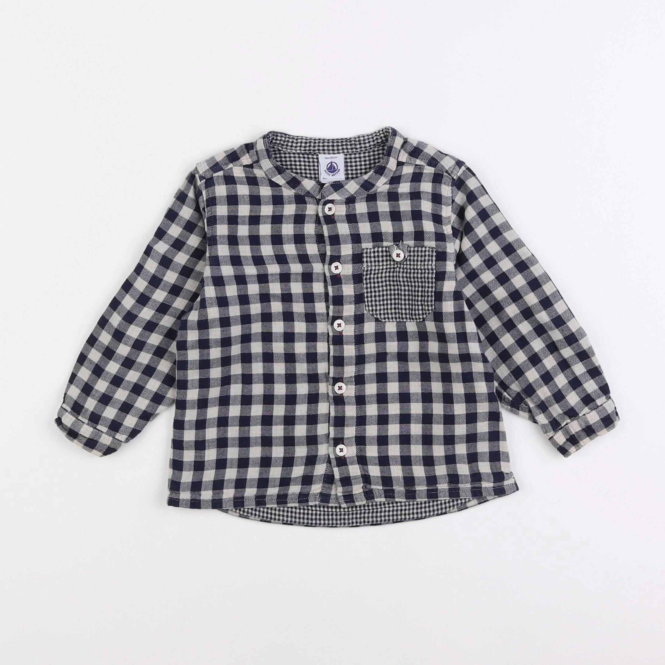 Petit Bateau - chemise bleu - 18 mois