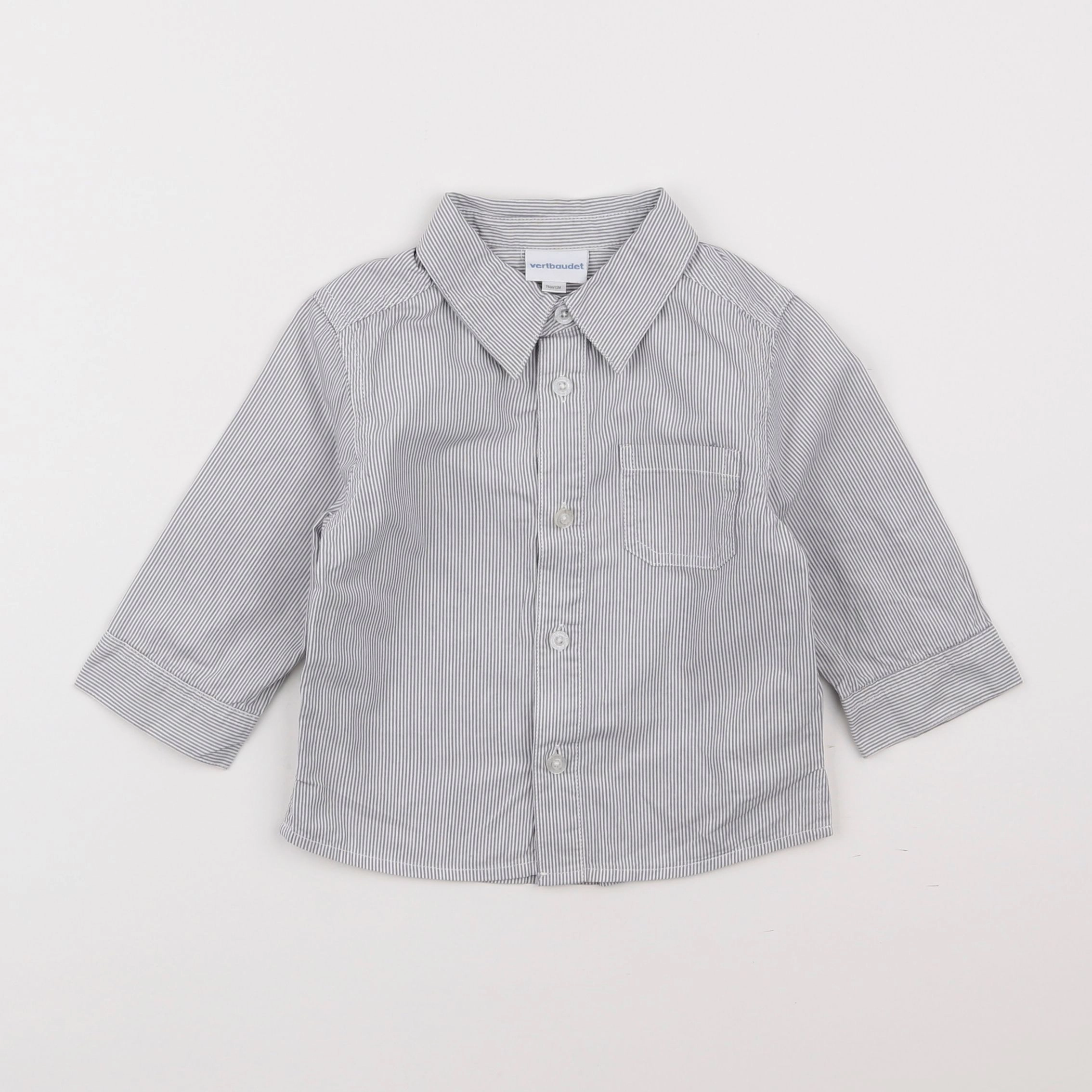 Vertbaudet - chemise gris - 12 mois