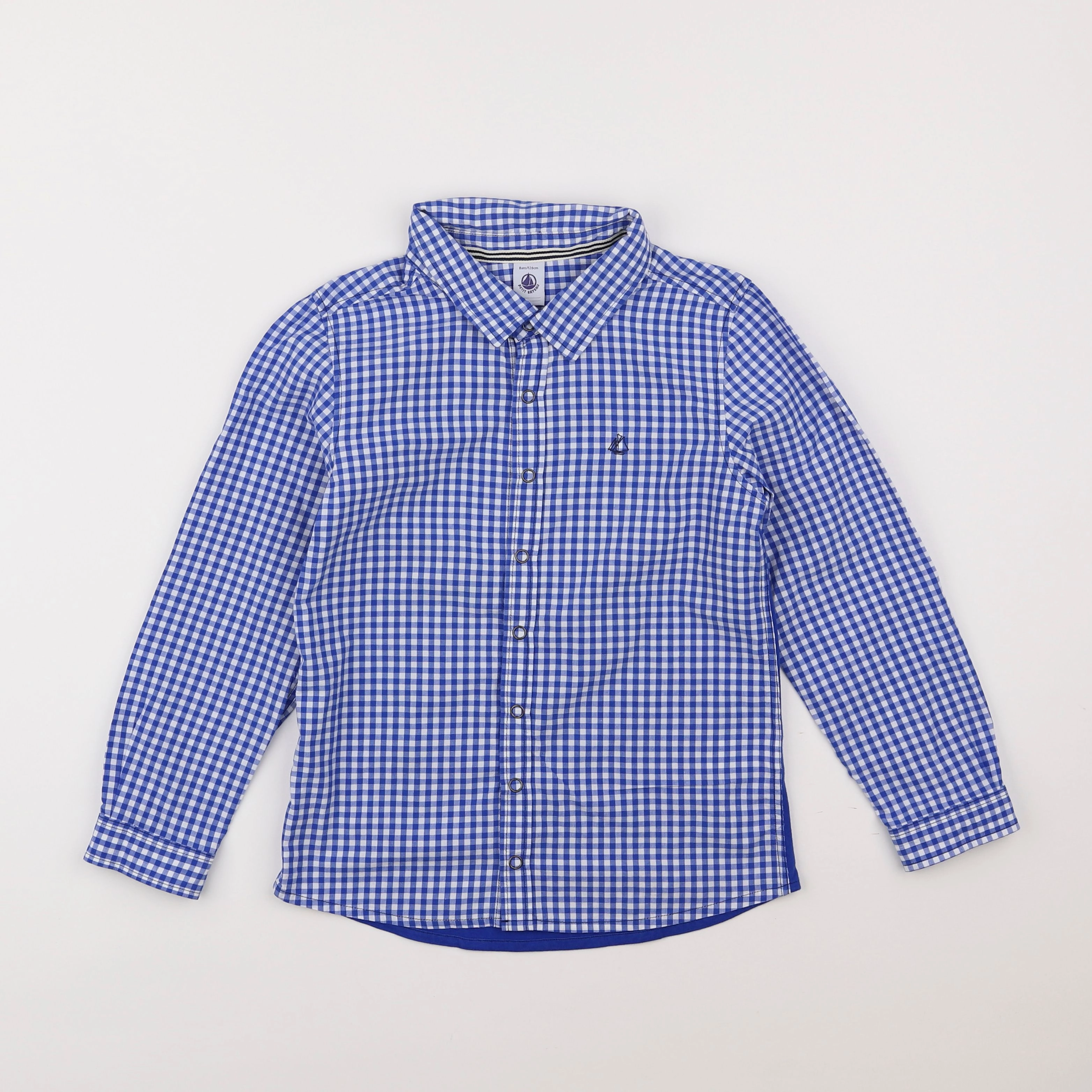 Petit Bateau - chemise blanc, bleu - 8 ans