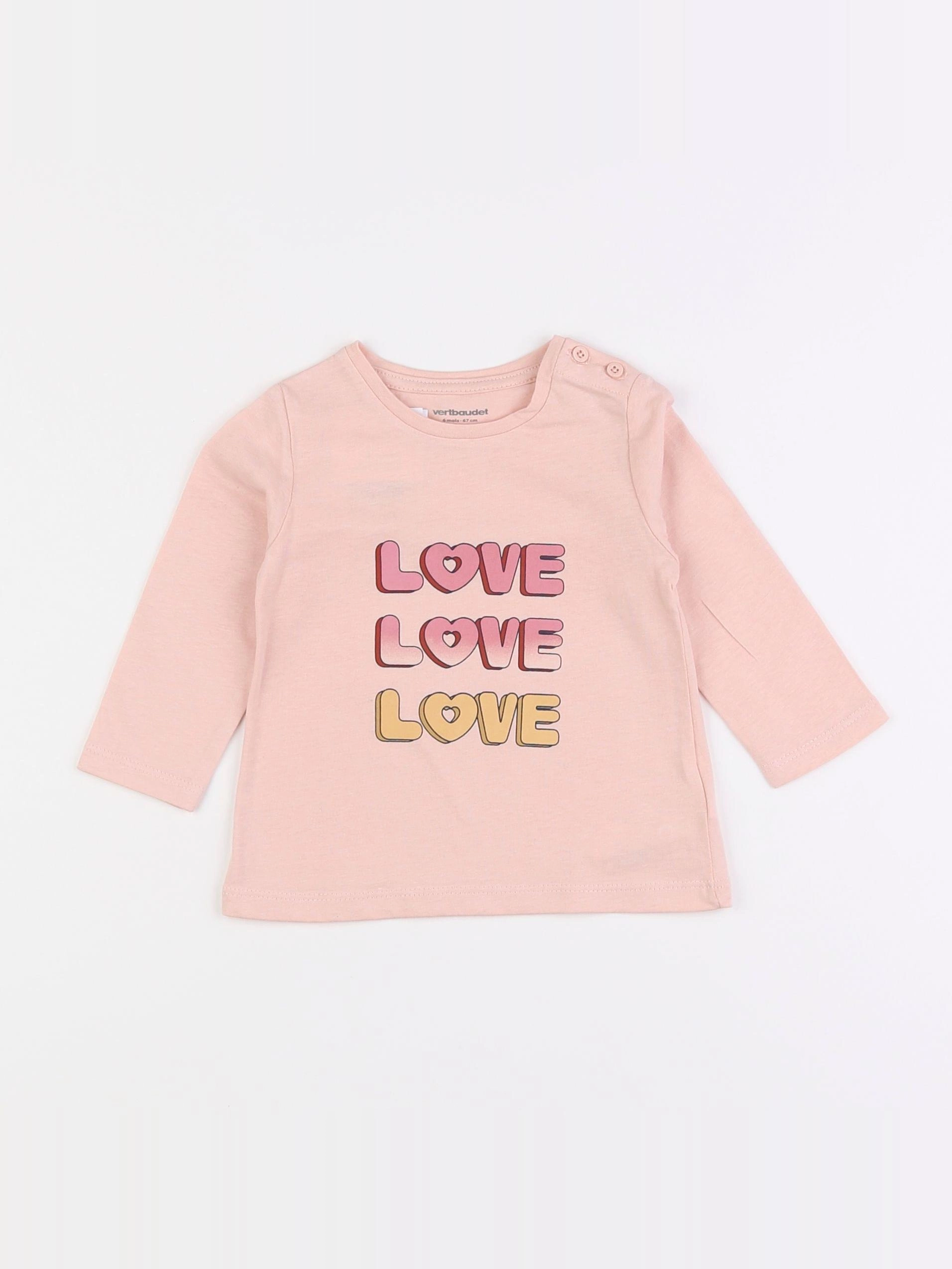 Vertbaudet - tee-shirt rose - 6 mois
