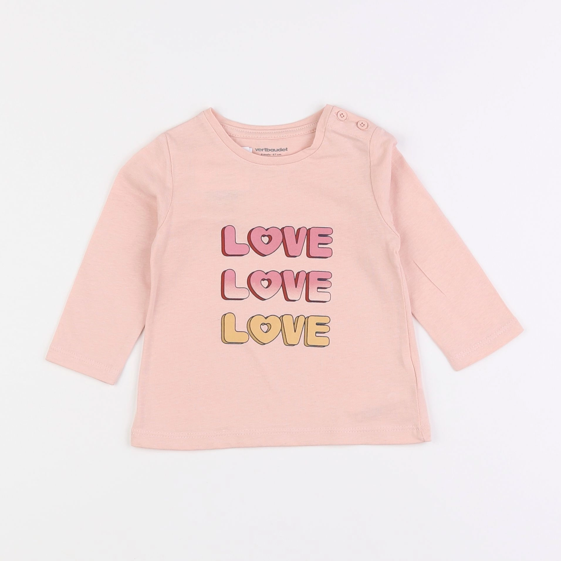 Vertbaudet - tee-shirt rose - 6 mois