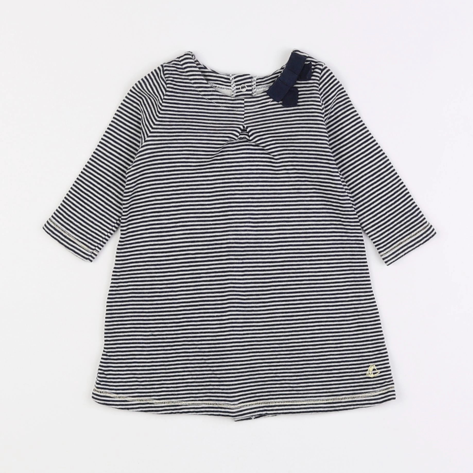 Petit Bateau - robe bleu, blanc - 6 mois