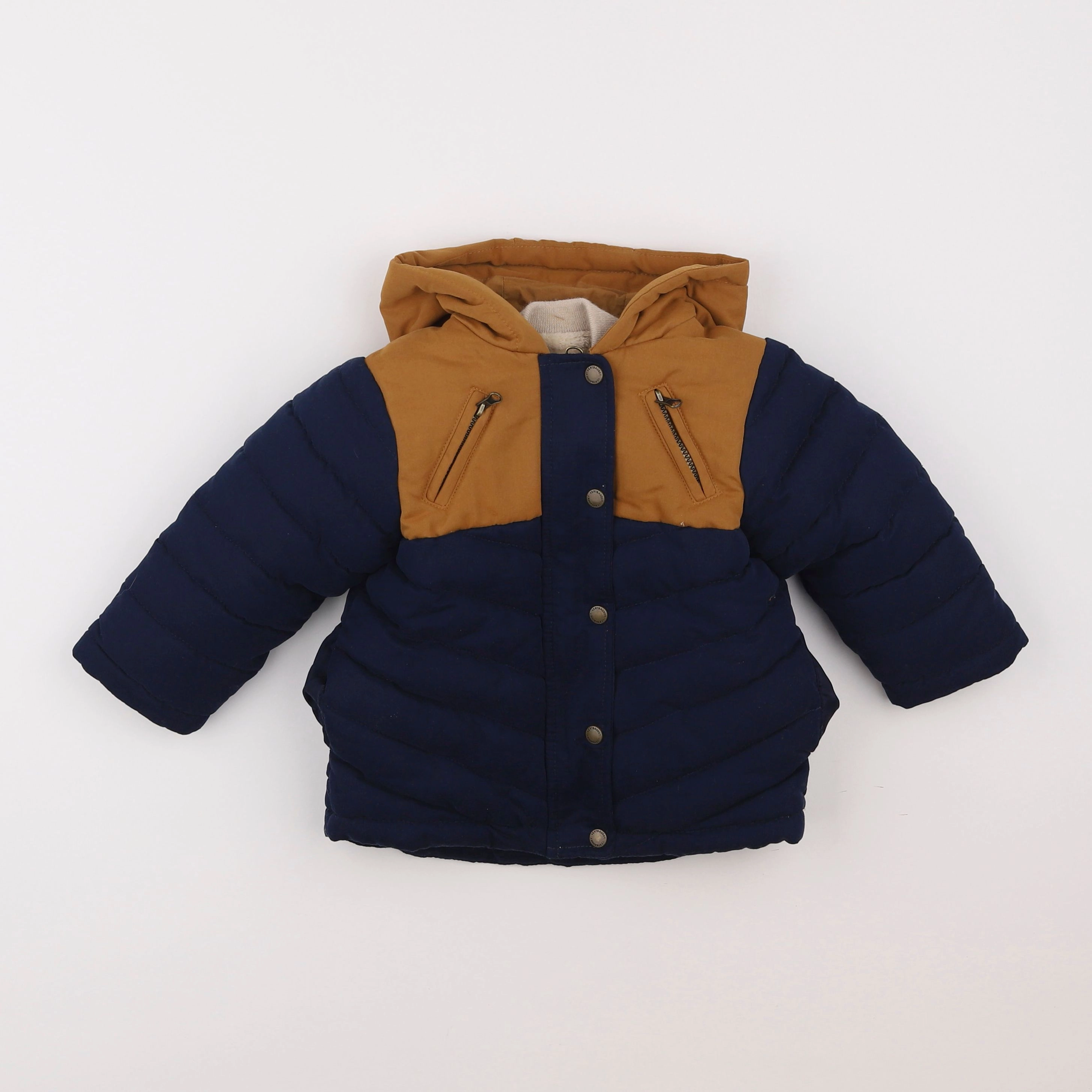 Vertbaudet - manteau doublure amovible marron, bleu - 18 mois