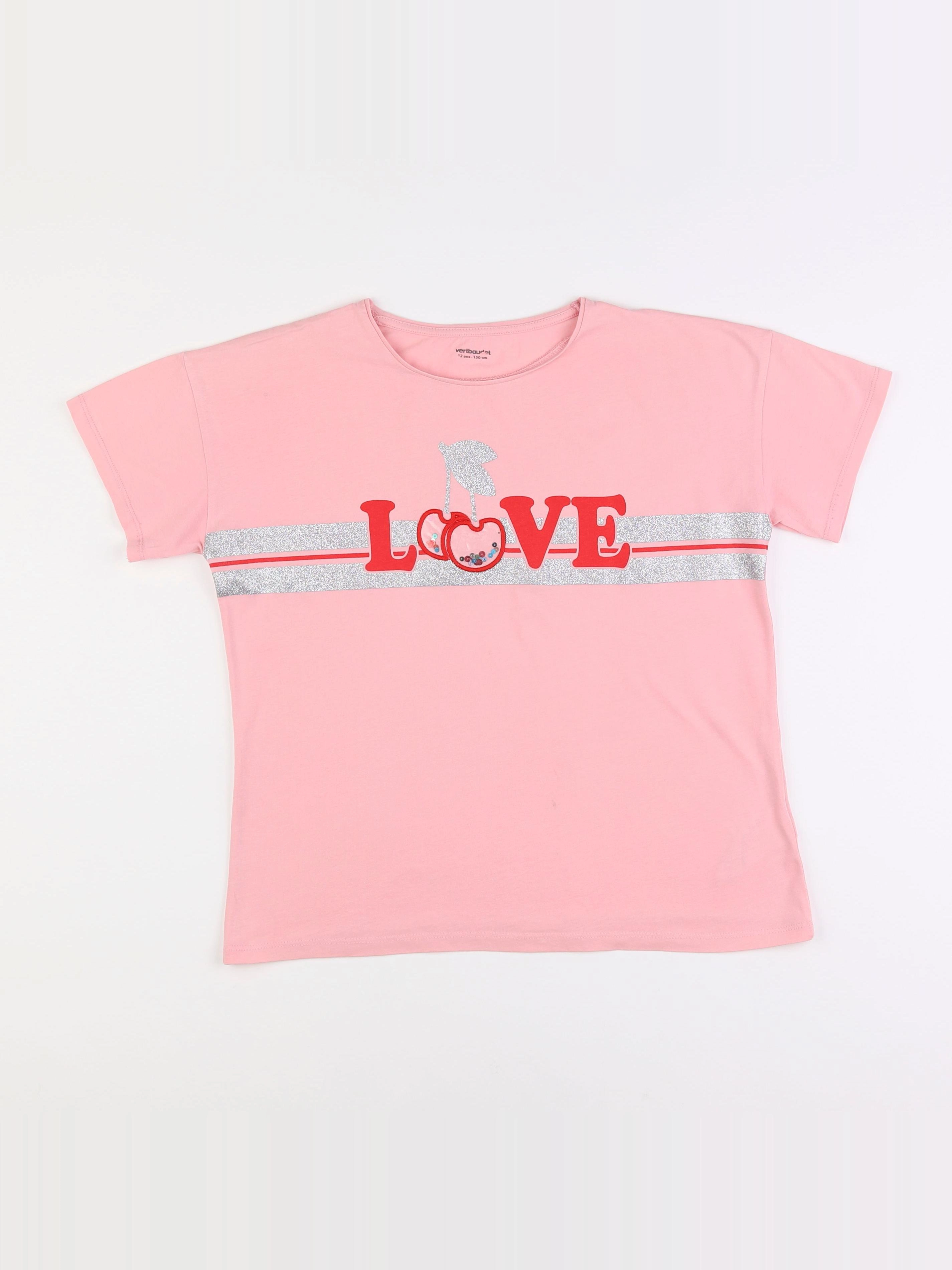 Vertbaudet - tee-shirt rose - 12 ans