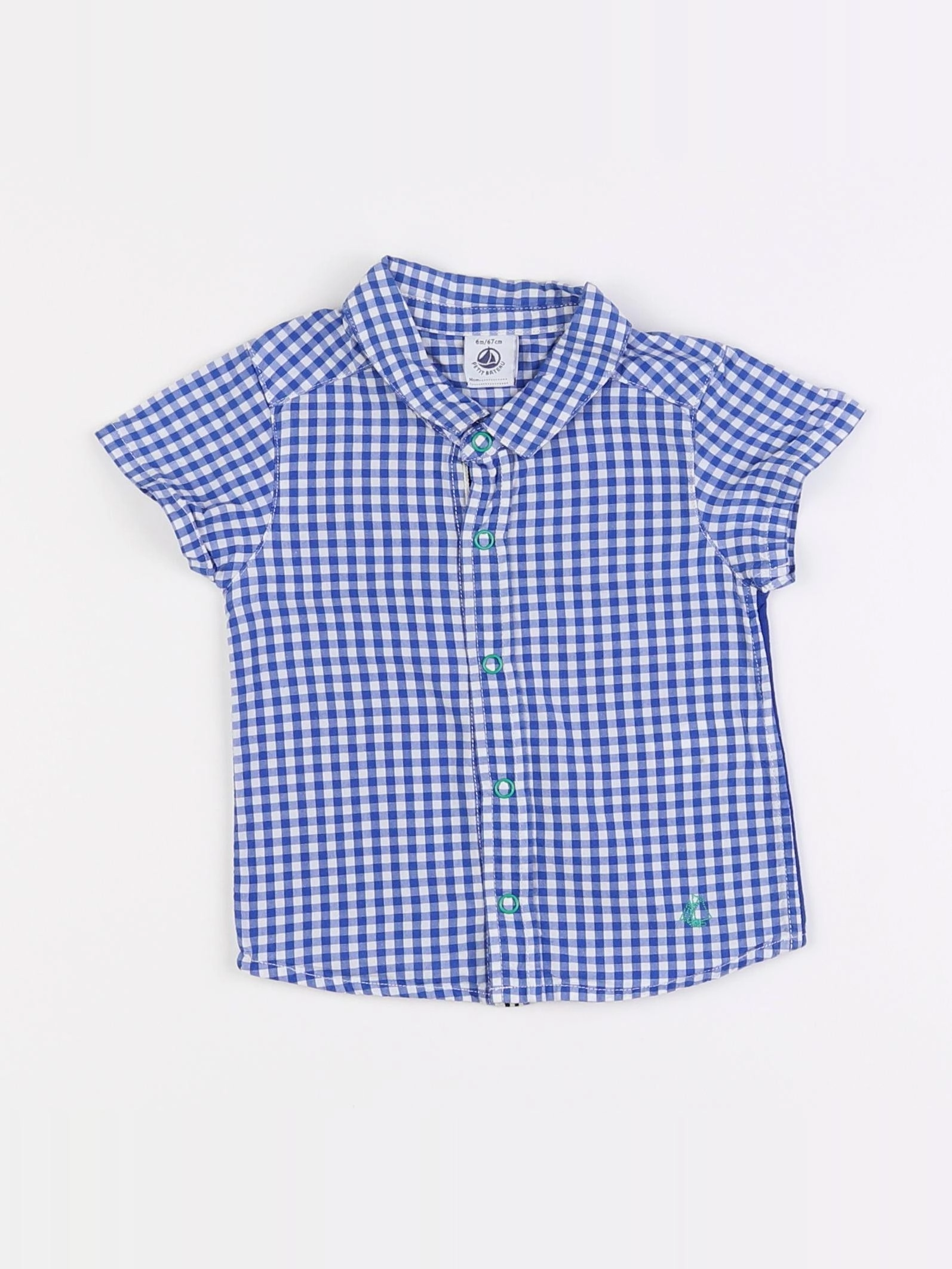 Petit Bateau - chemise blanc, bleu - 6 mois
