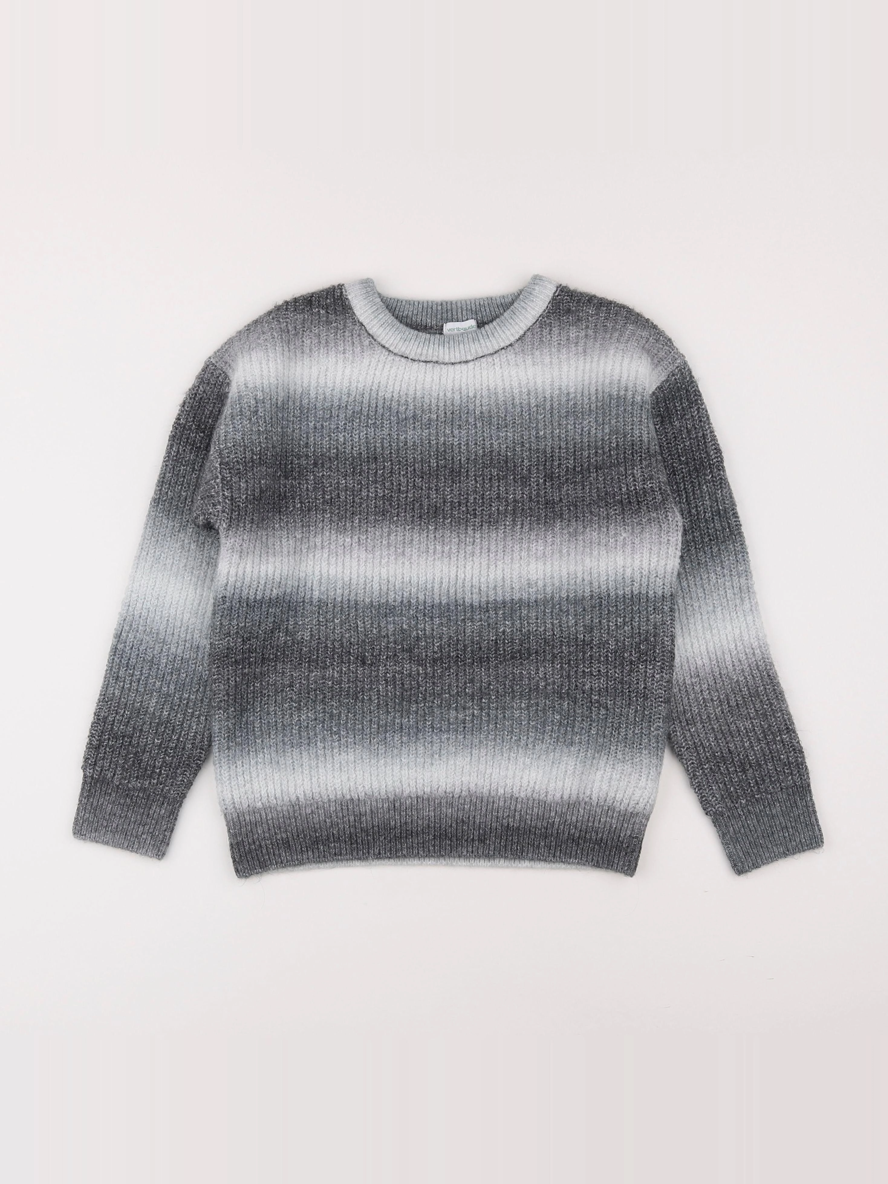 Vertbaudet - pull blanc, gris - 8 ans