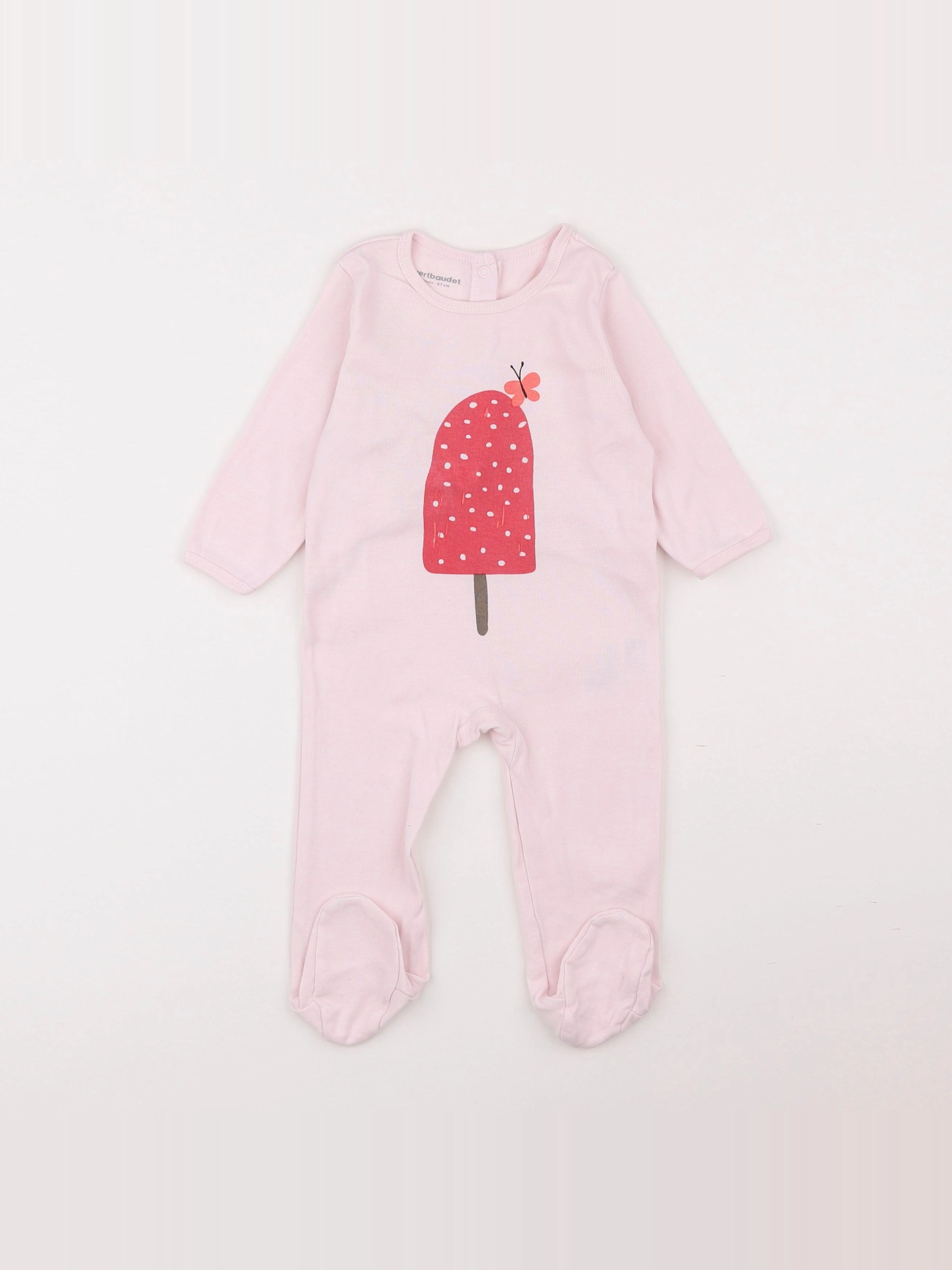 Vertbaudet - pyjama coton rose - 6 mois