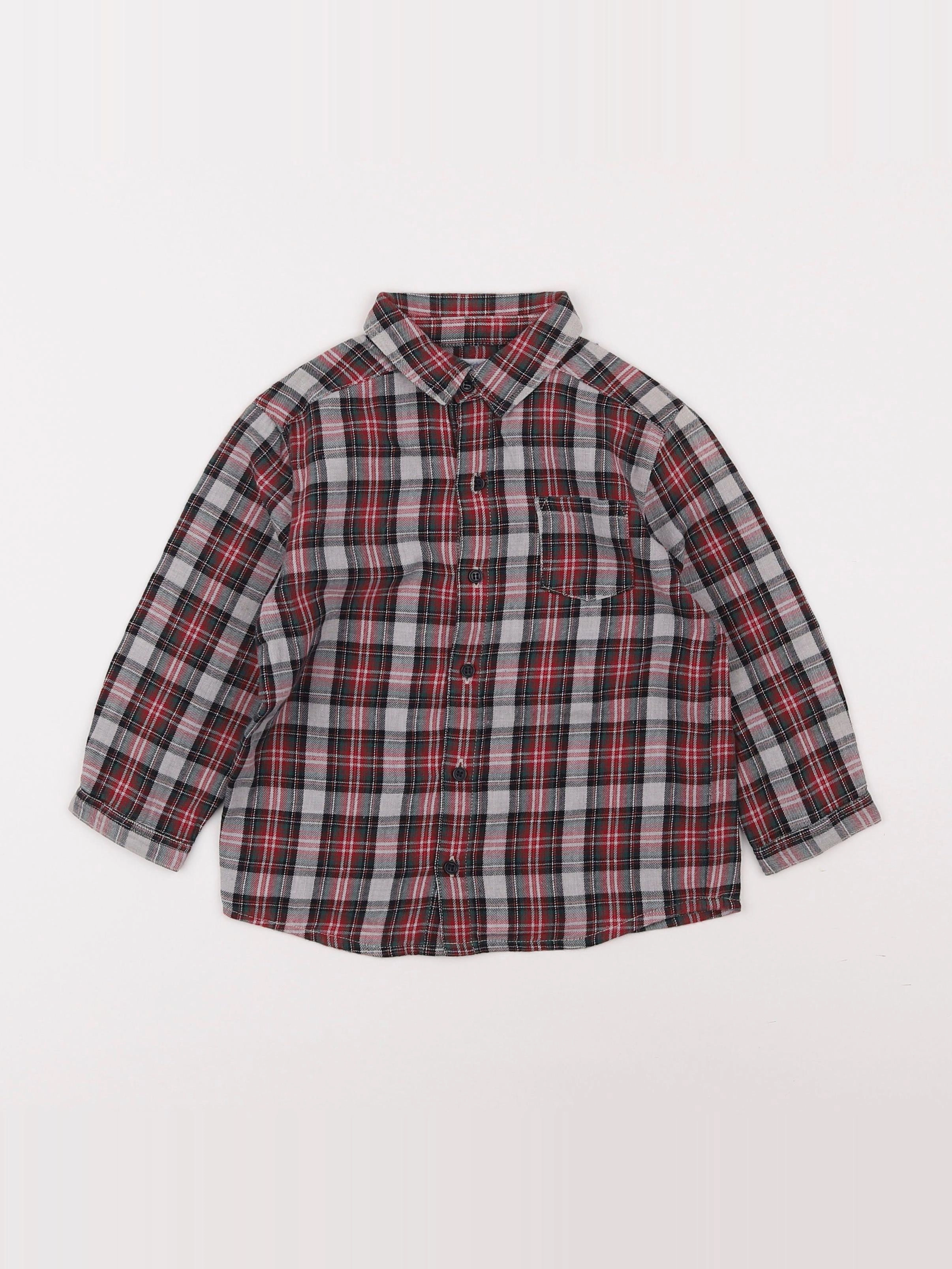 Boutchou - chemise rouge, vert - 3 ans