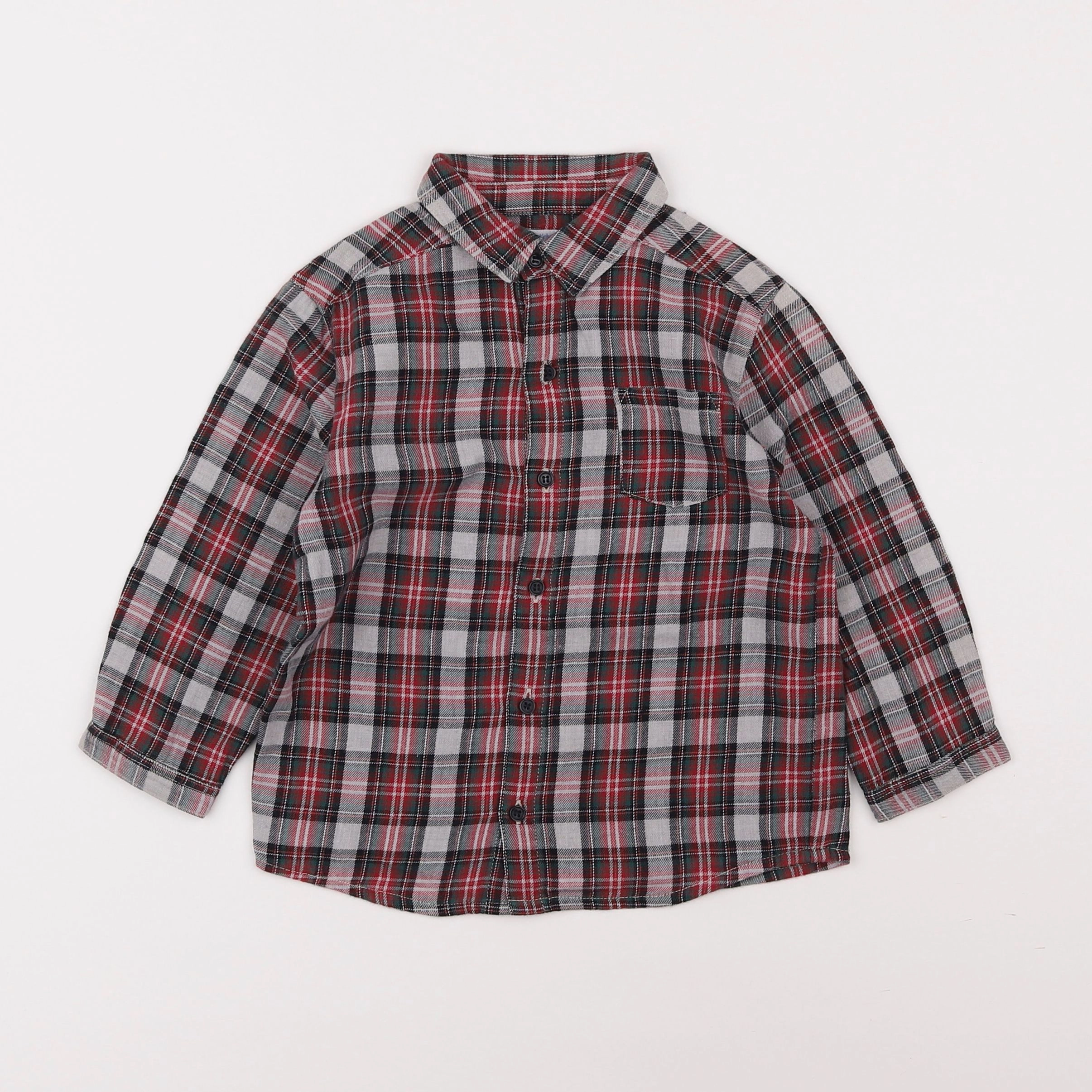 Boutchou - chemise rouge, vert - 3 ans