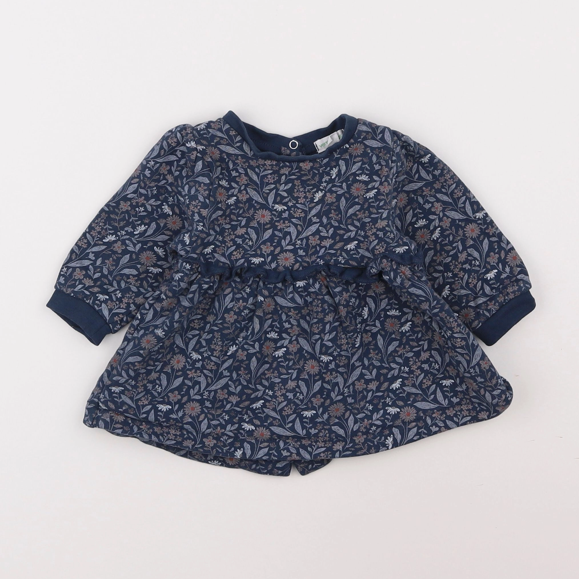 Vertbaudet - robe coton bleu - 3 mois