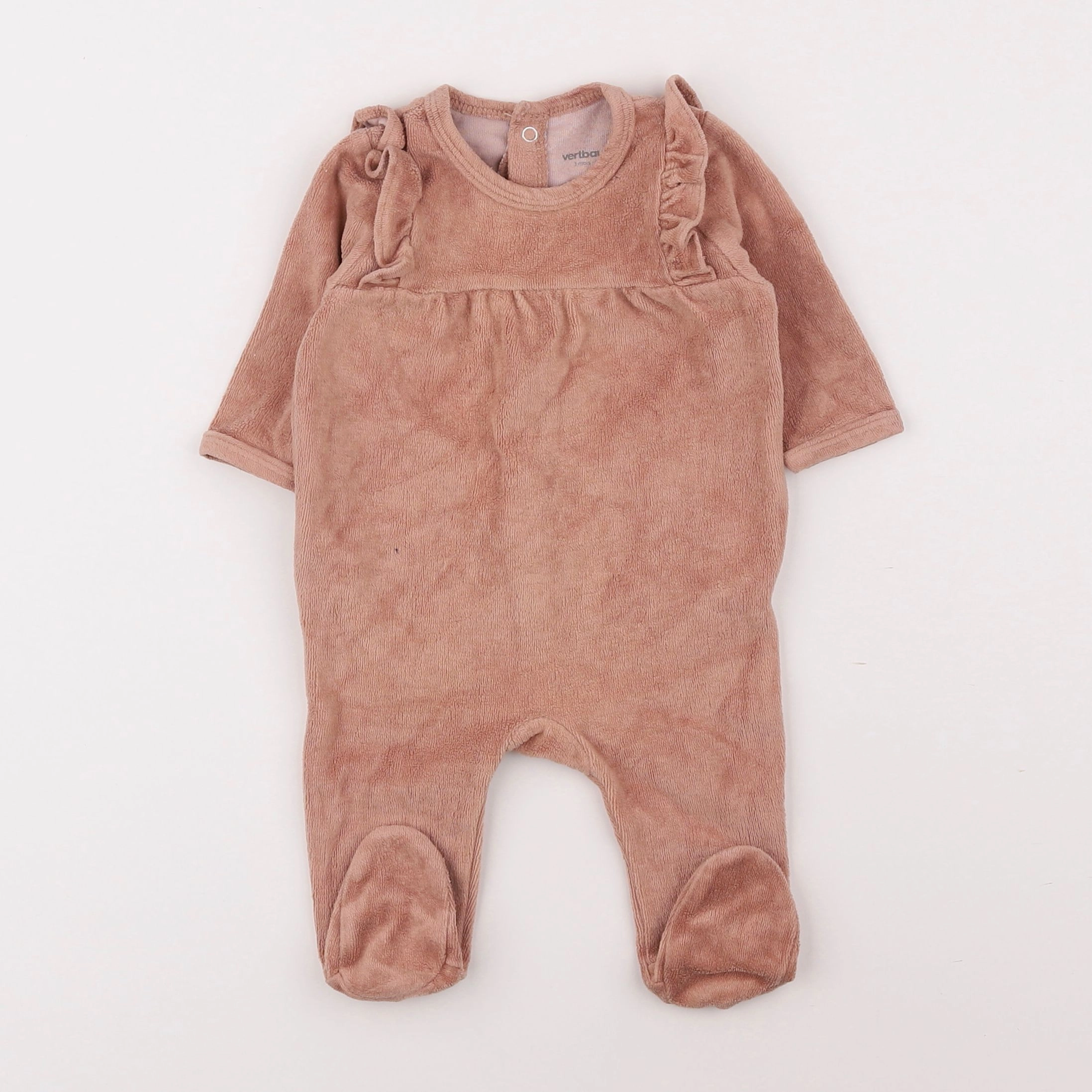 Vertbaudet - pyjama velours marron - 3 mois