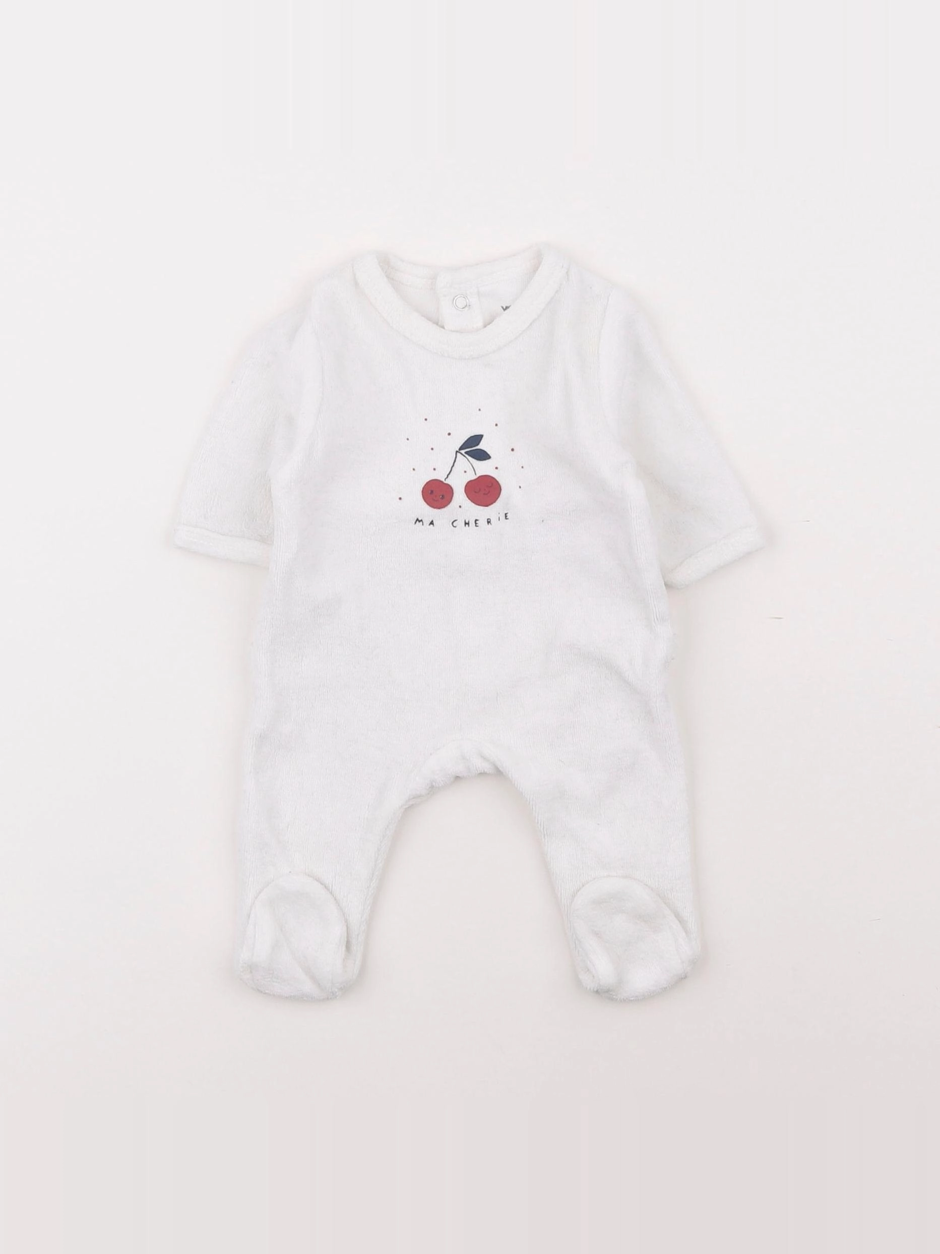 Vertbaudet - pyjama velours blanc - 0 mois