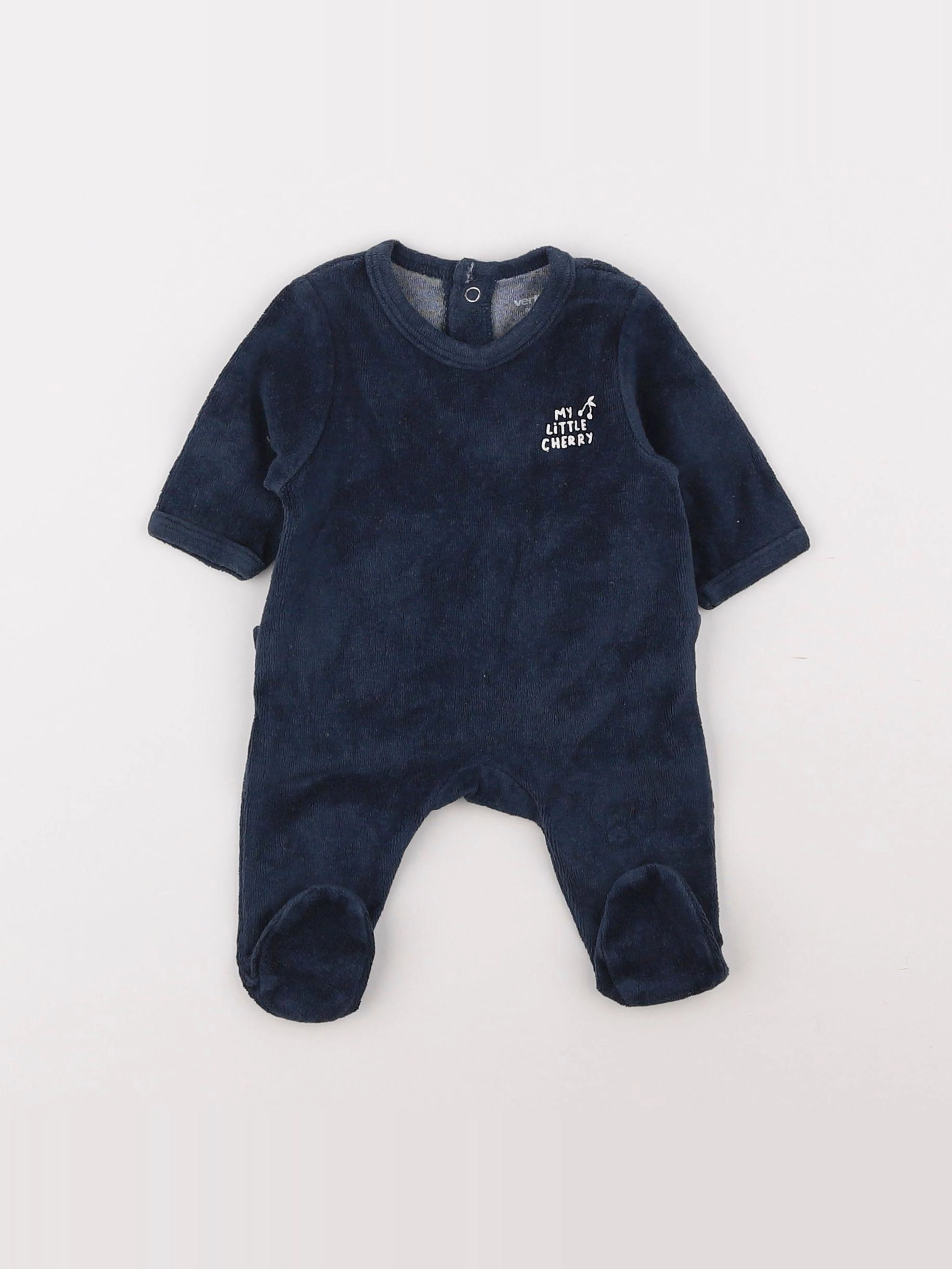 Vertbaudet - pyjama velours bleu - 0 mois