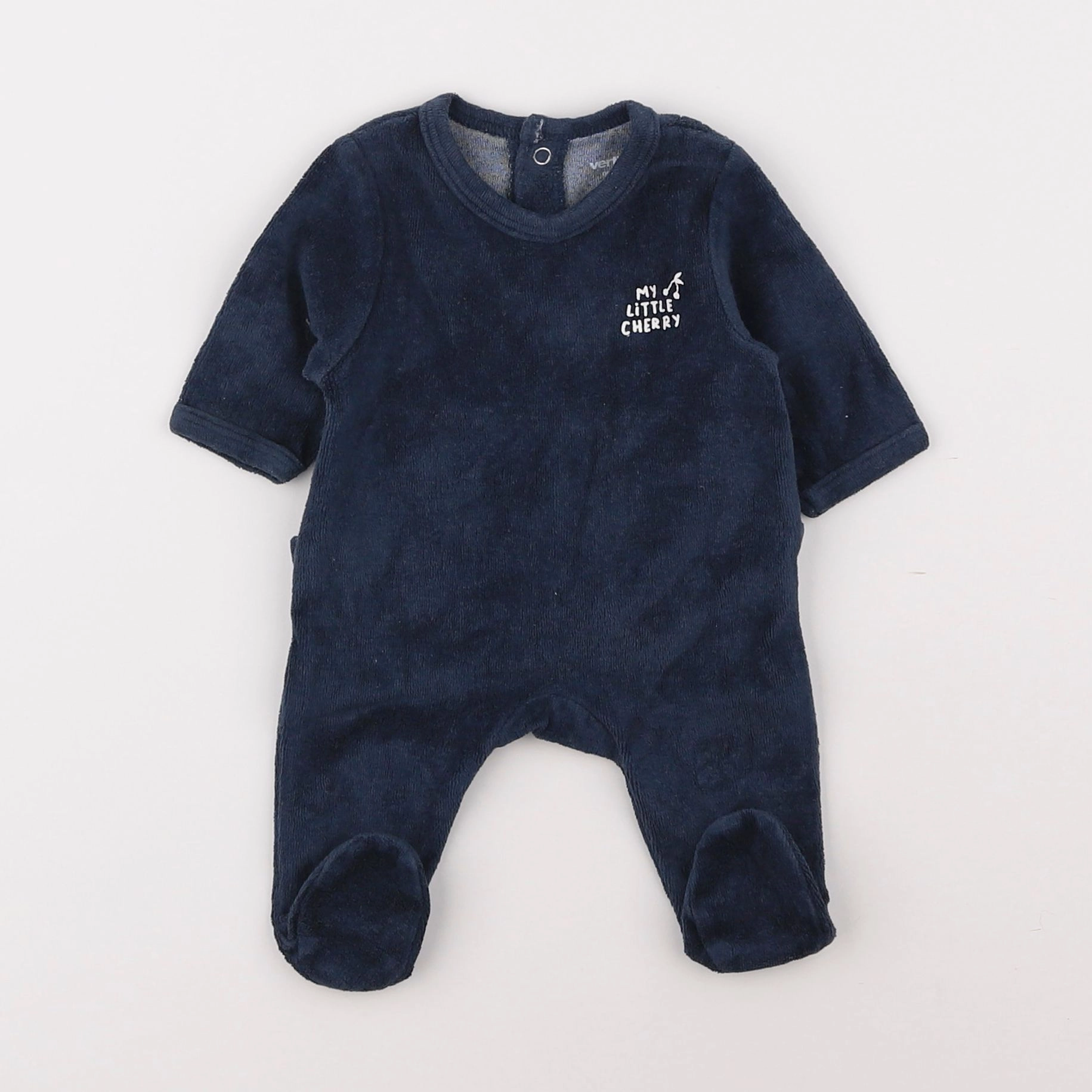 Vertbaudet - pyjama velours bleu - 0 mois