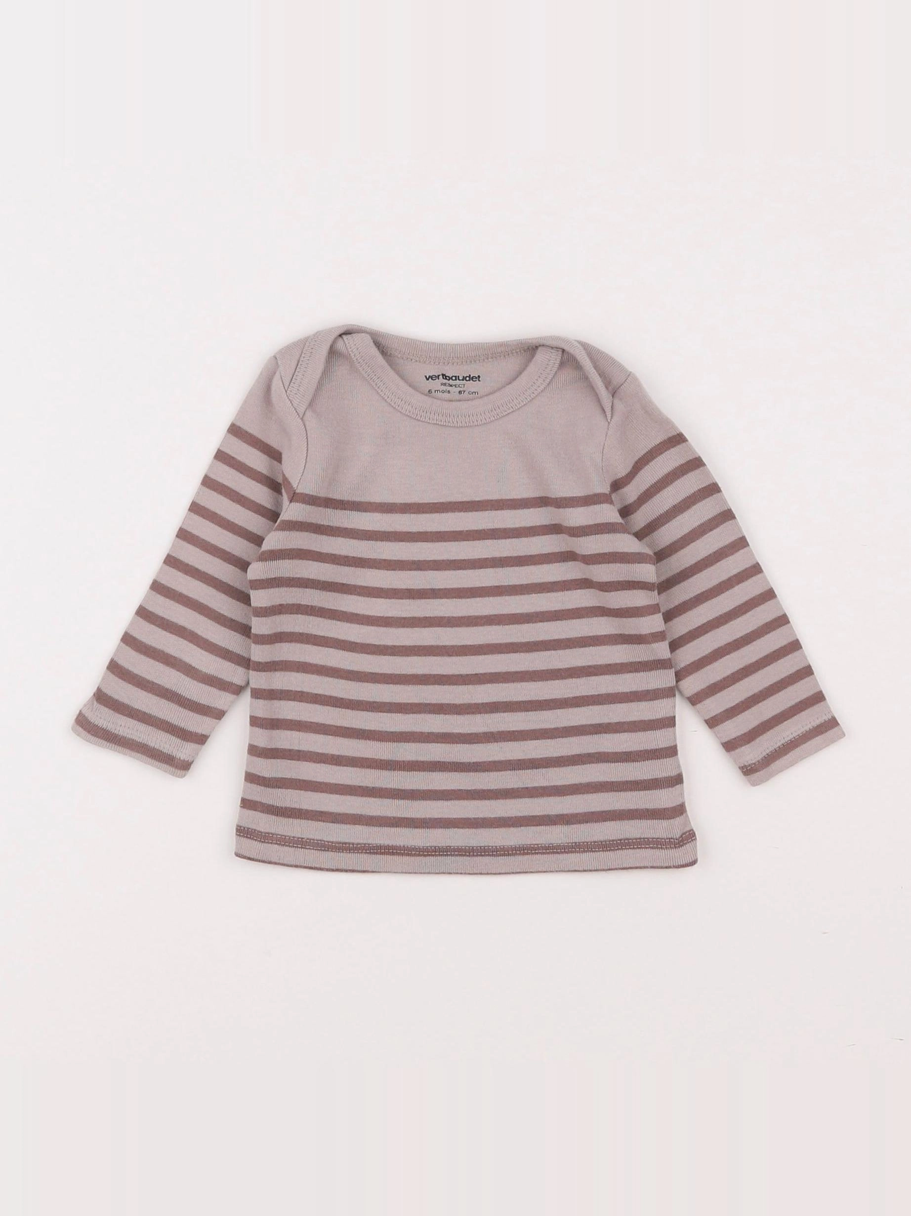 Vertbaudet - tee-shirt marron - 6 mois