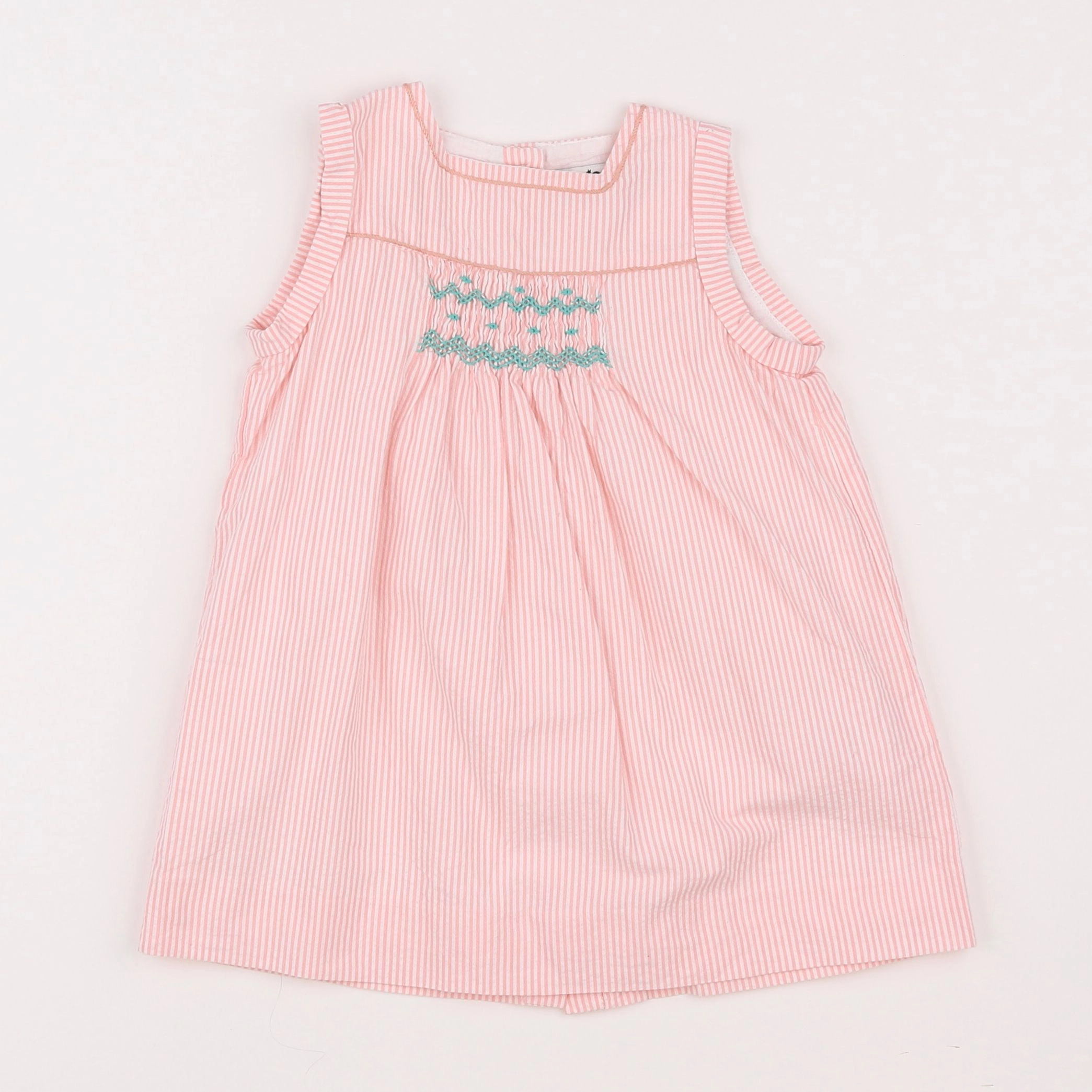 Cyrillus - robe blanc, rose - 12 mois