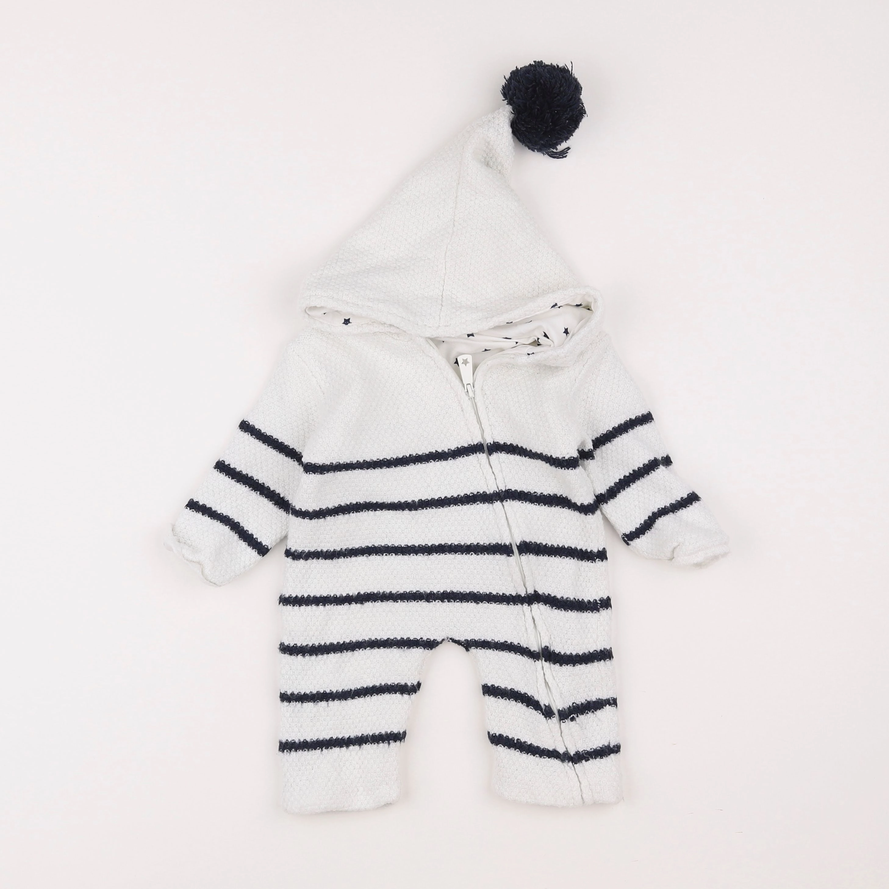 Vertbaudet - combinaison blanc, bleu - 3 mois