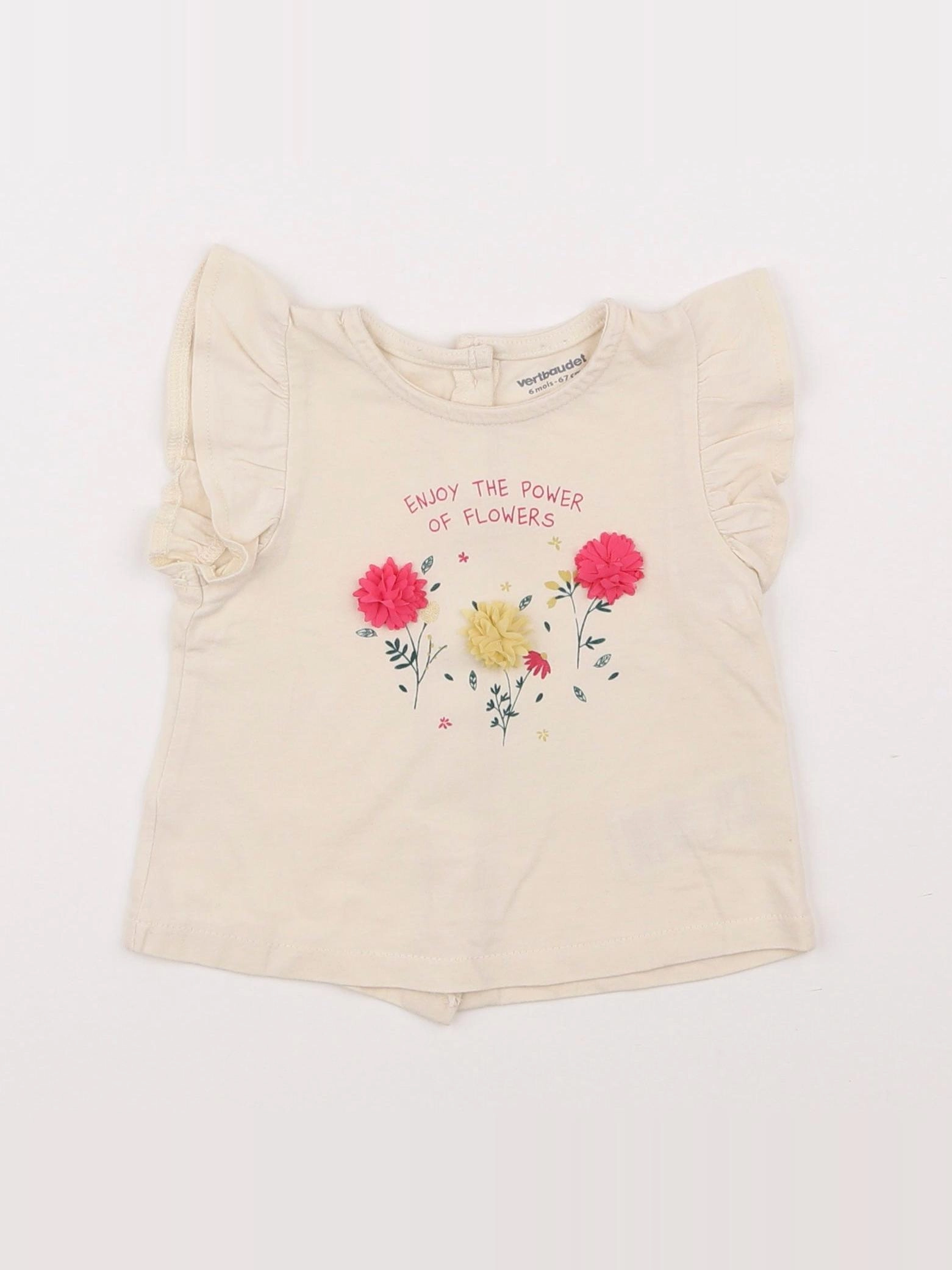 Vertbaudet - tee-shirt beige - 6 mois