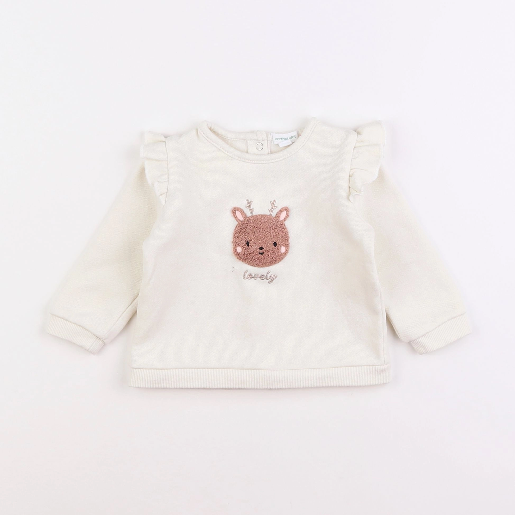 Vertbaudet - sweat beige - 6 mois