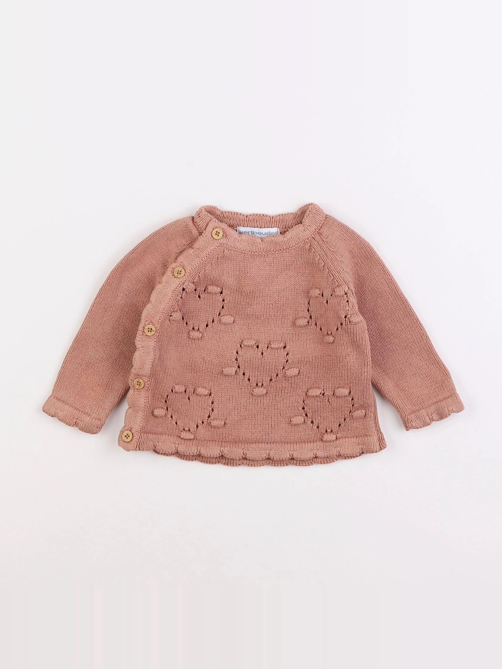 Vertbaudet - pull rose - 3 mois