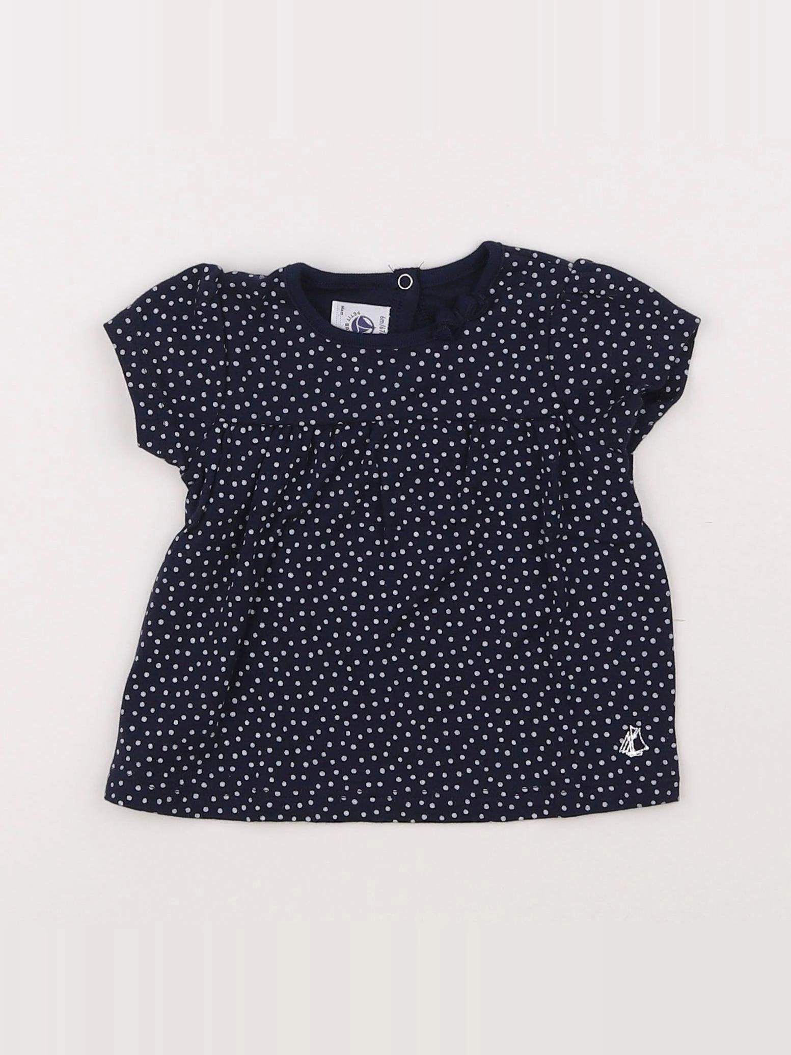 Petit Bateau - tee-shirt bleu - 6 mois