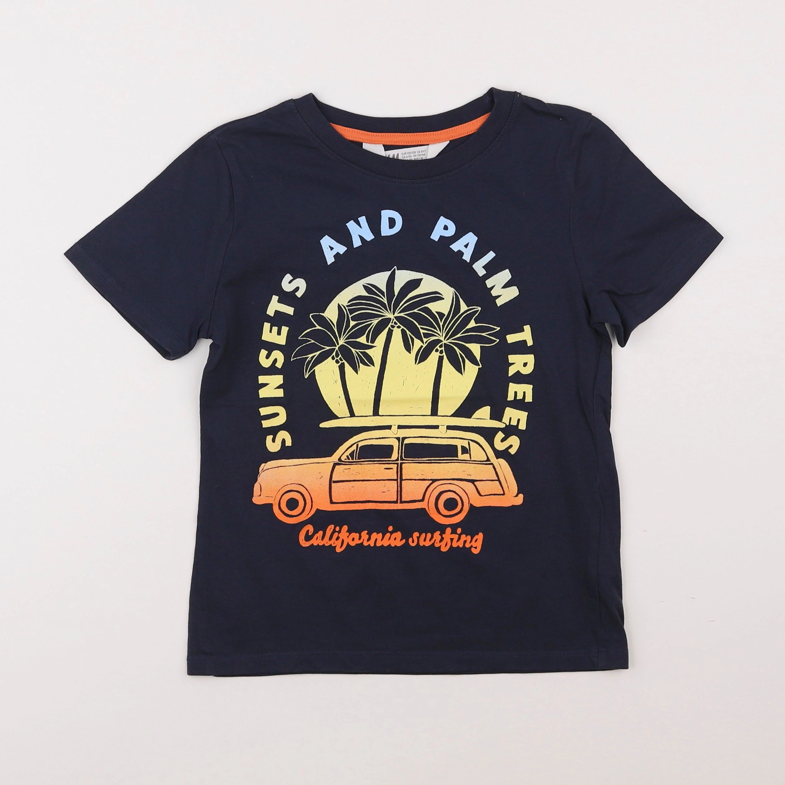 H&M - tee-shirt bleu - 7/8 ans