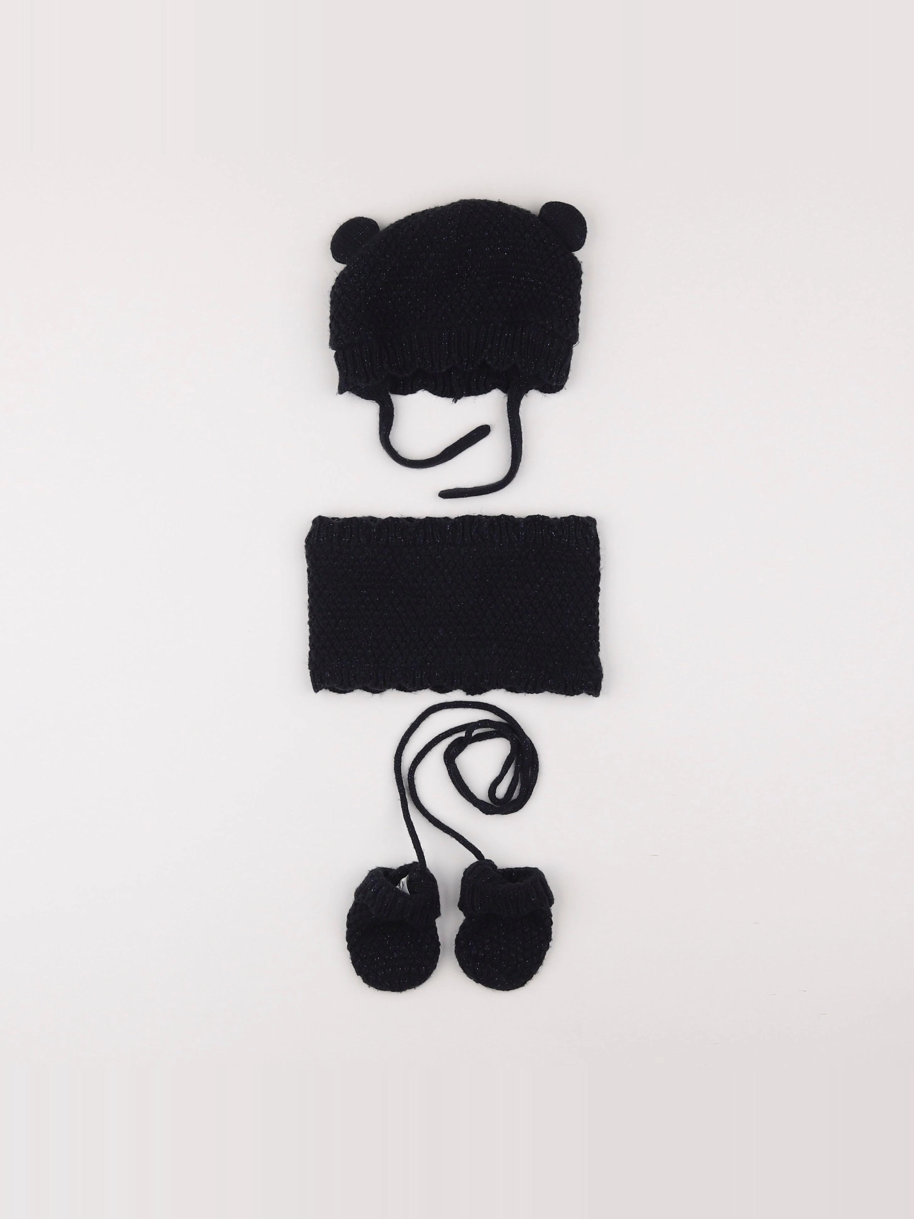 Vertbaudet - ensemble bonnet/moufles/tour de cou bleu - 12/18 mois