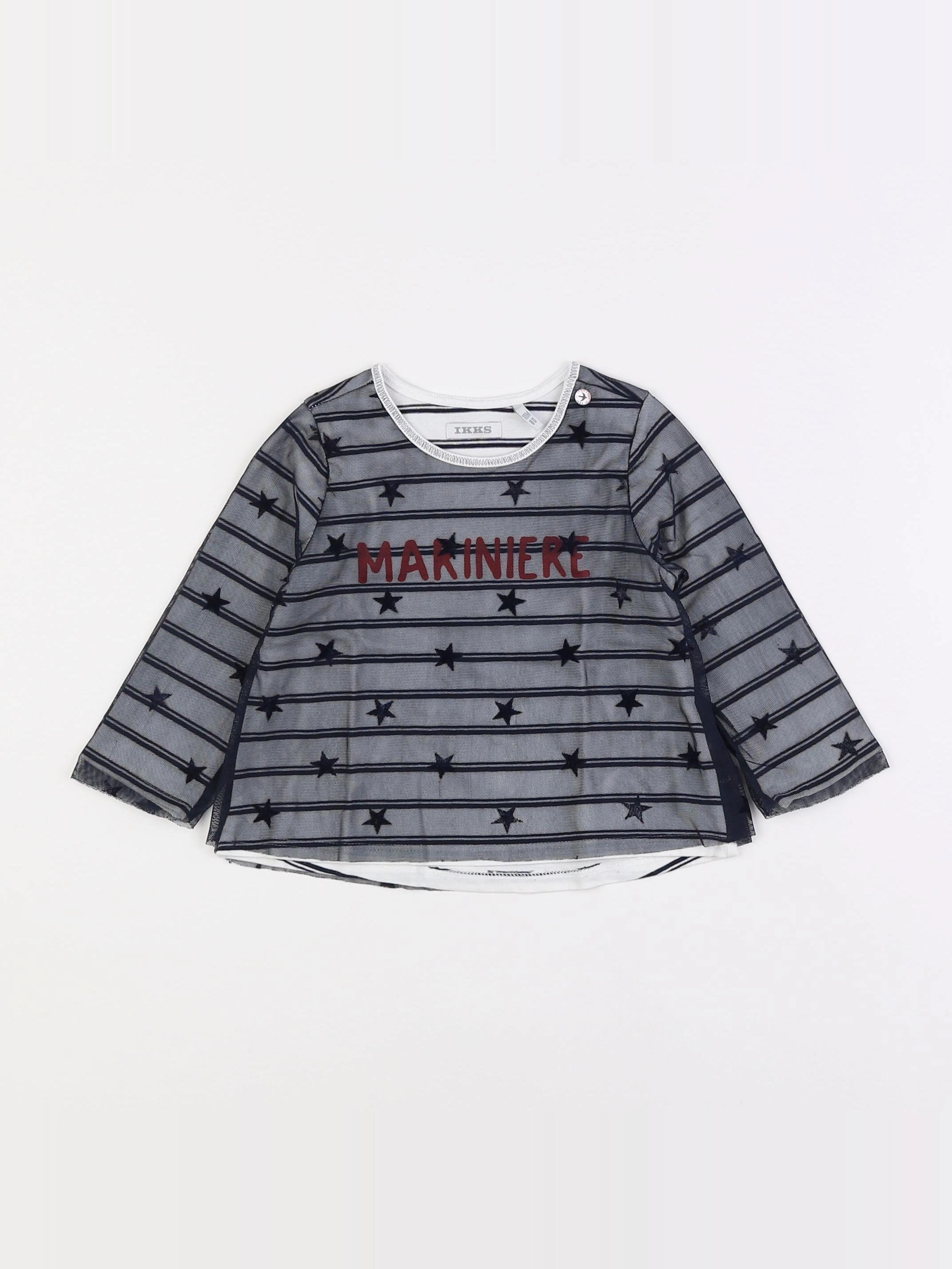 IKKS - tee-shirt bleu, blanc - 18 mois