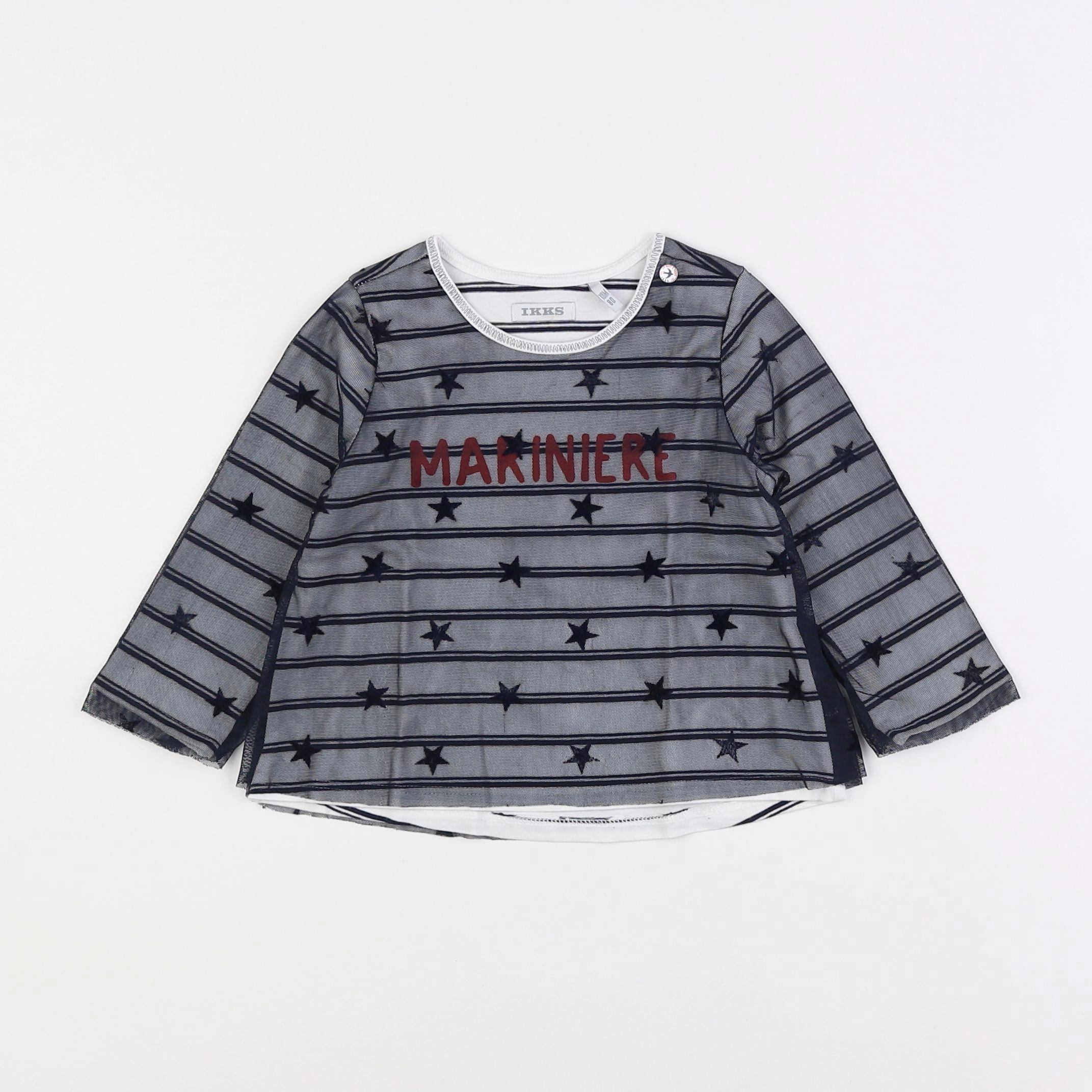 IKKS - tee-shirt bleu, blanc - 18 mois