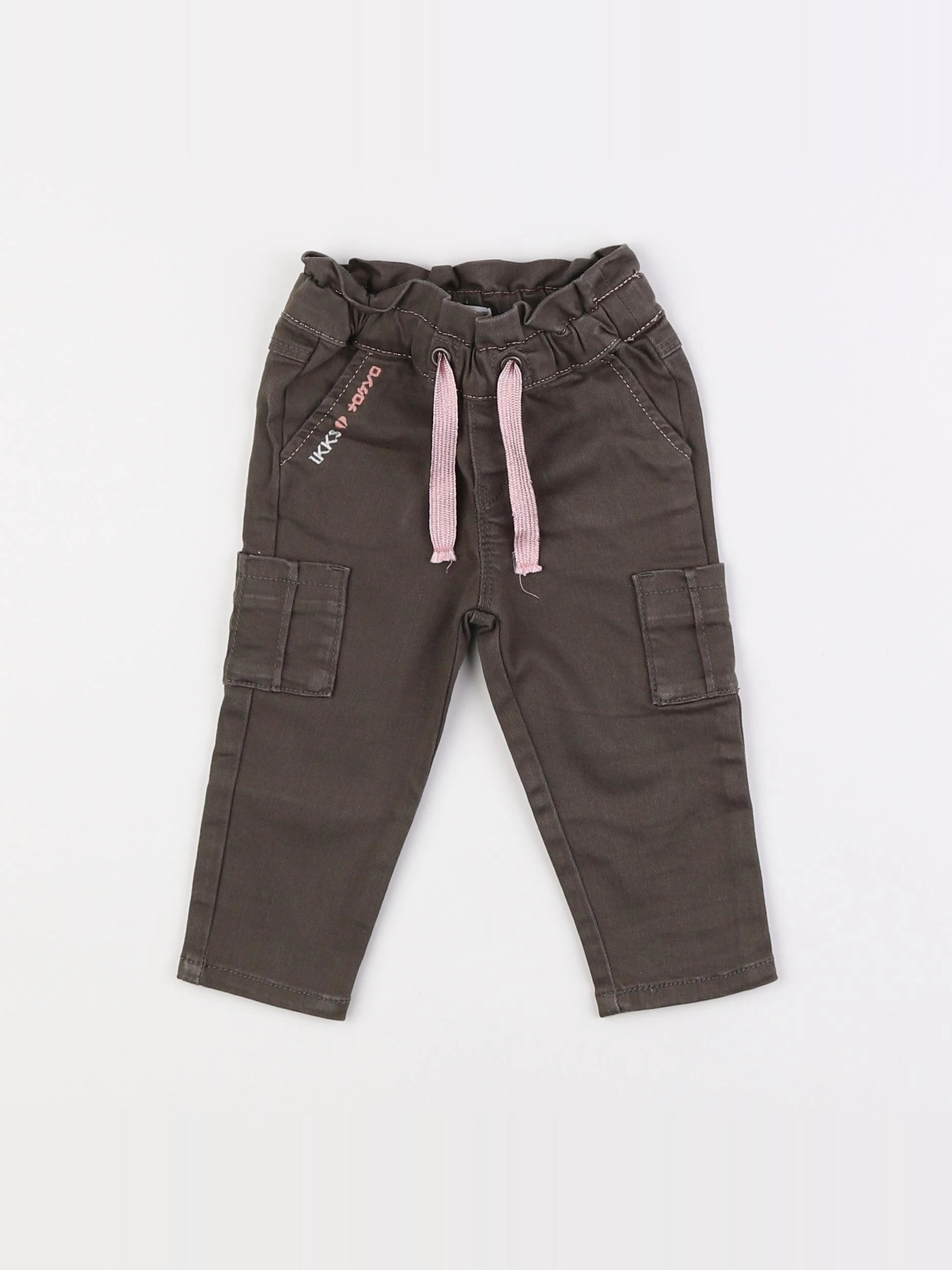 IKKS - pantalon vert, rose - 6 mois