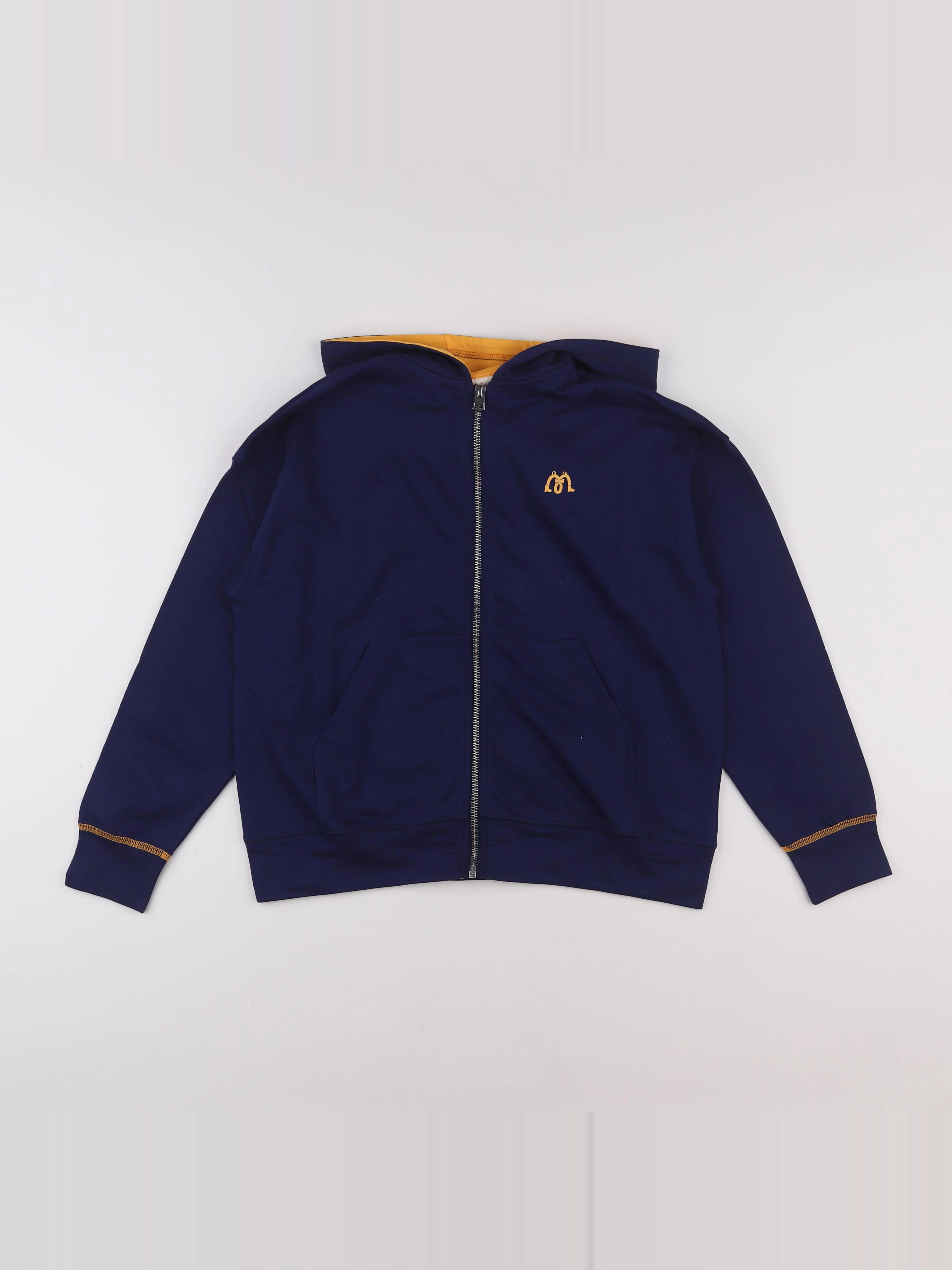 Les Marsiens - Sweat capuche zip bleu - 10 ans