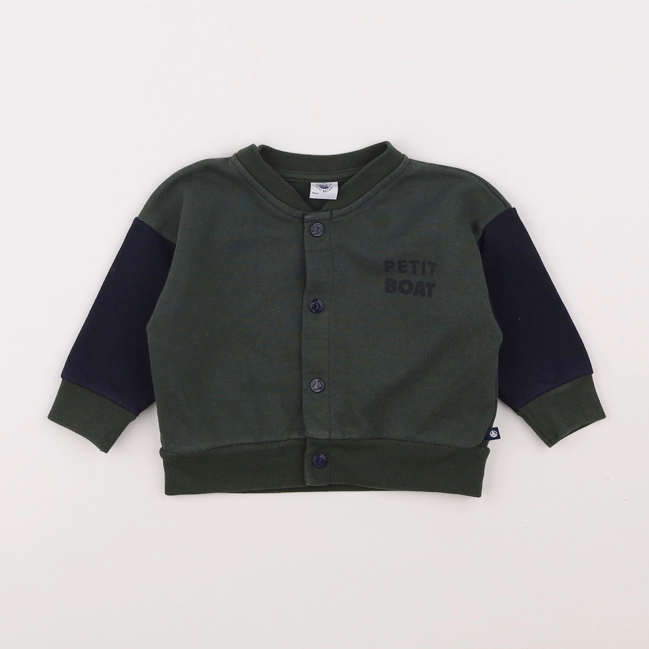 Petit Bateau - sweat vert - 12 mois