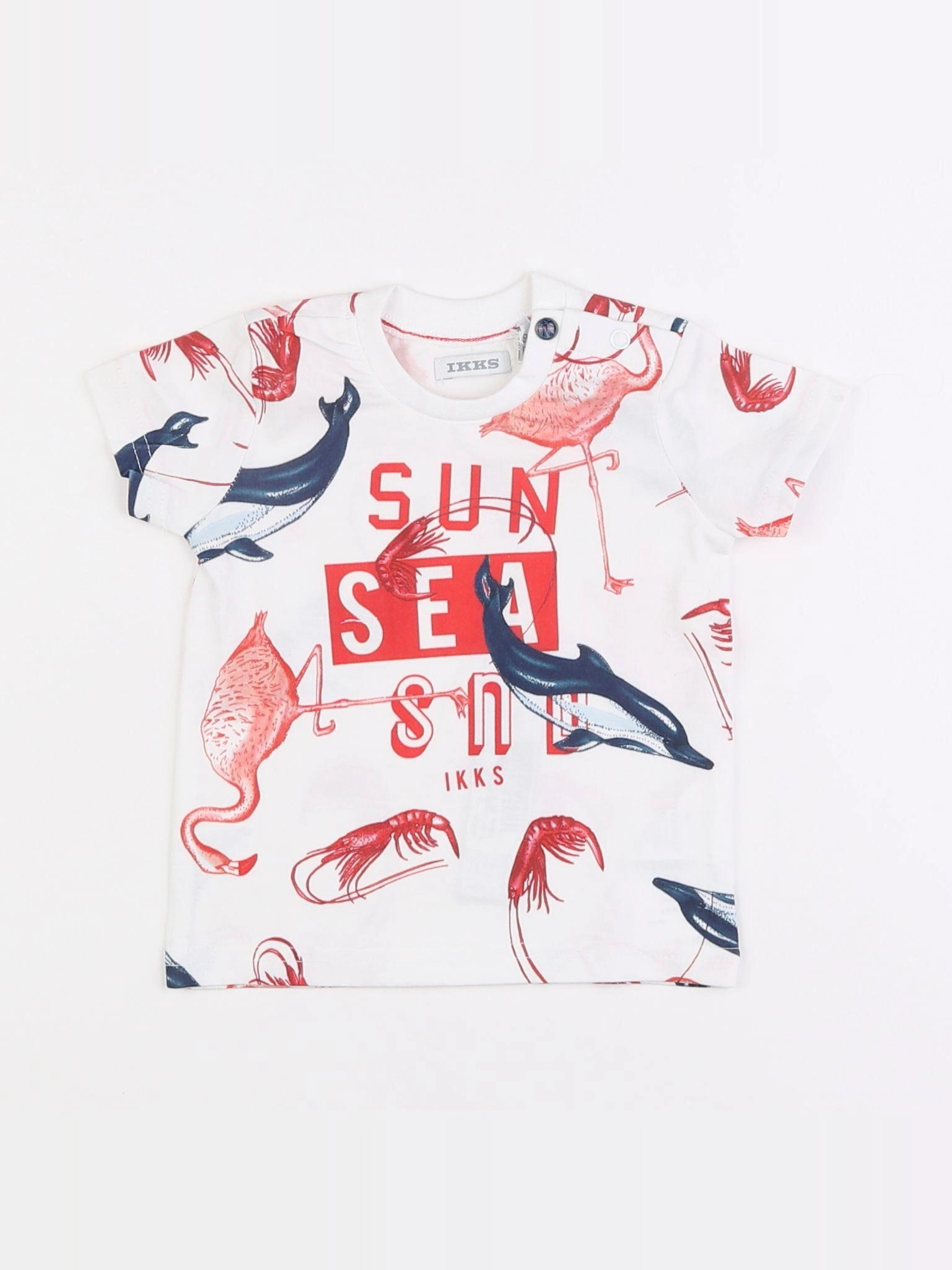 IKKS - tee-shirt bleu, rouge - 6 mois