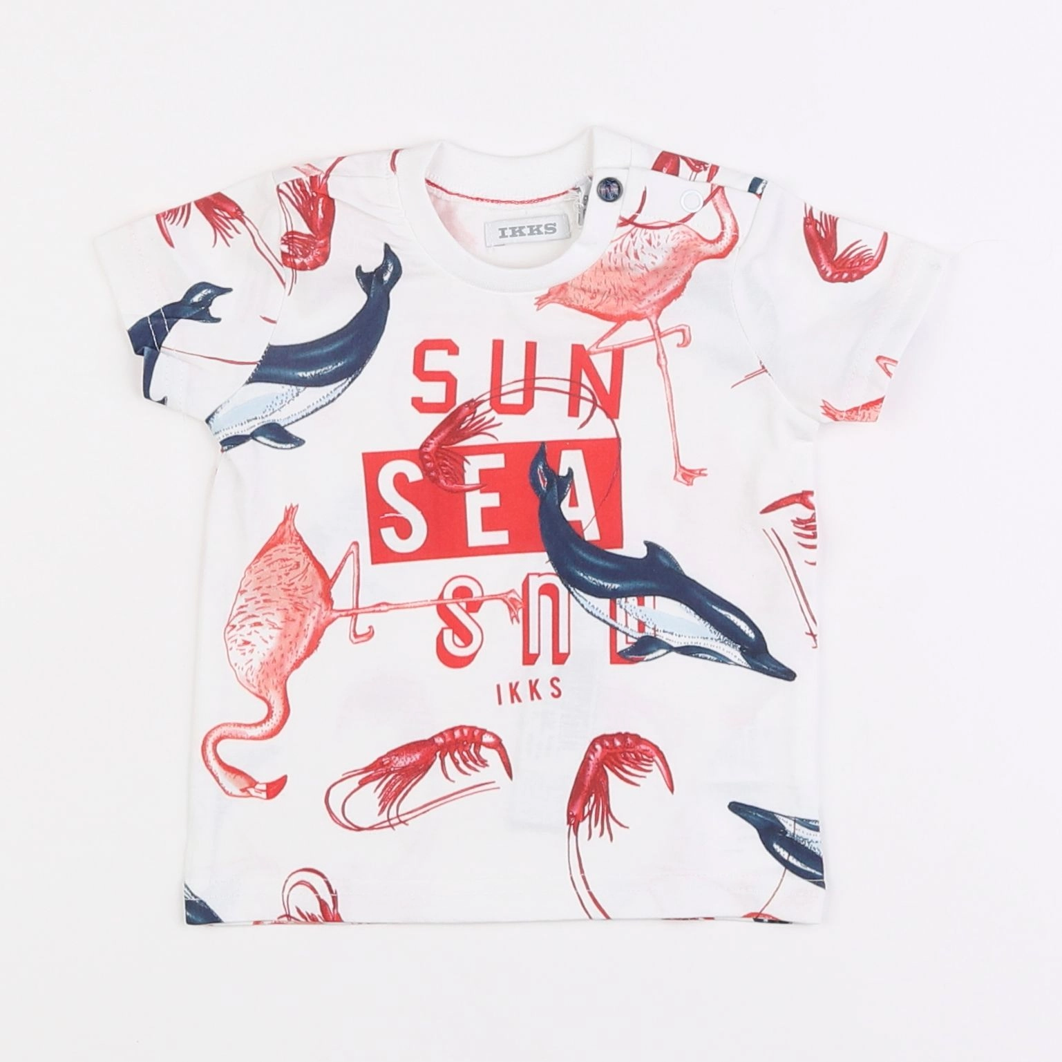 IKKS - tee-shirt bleu, rouge - 6 mois