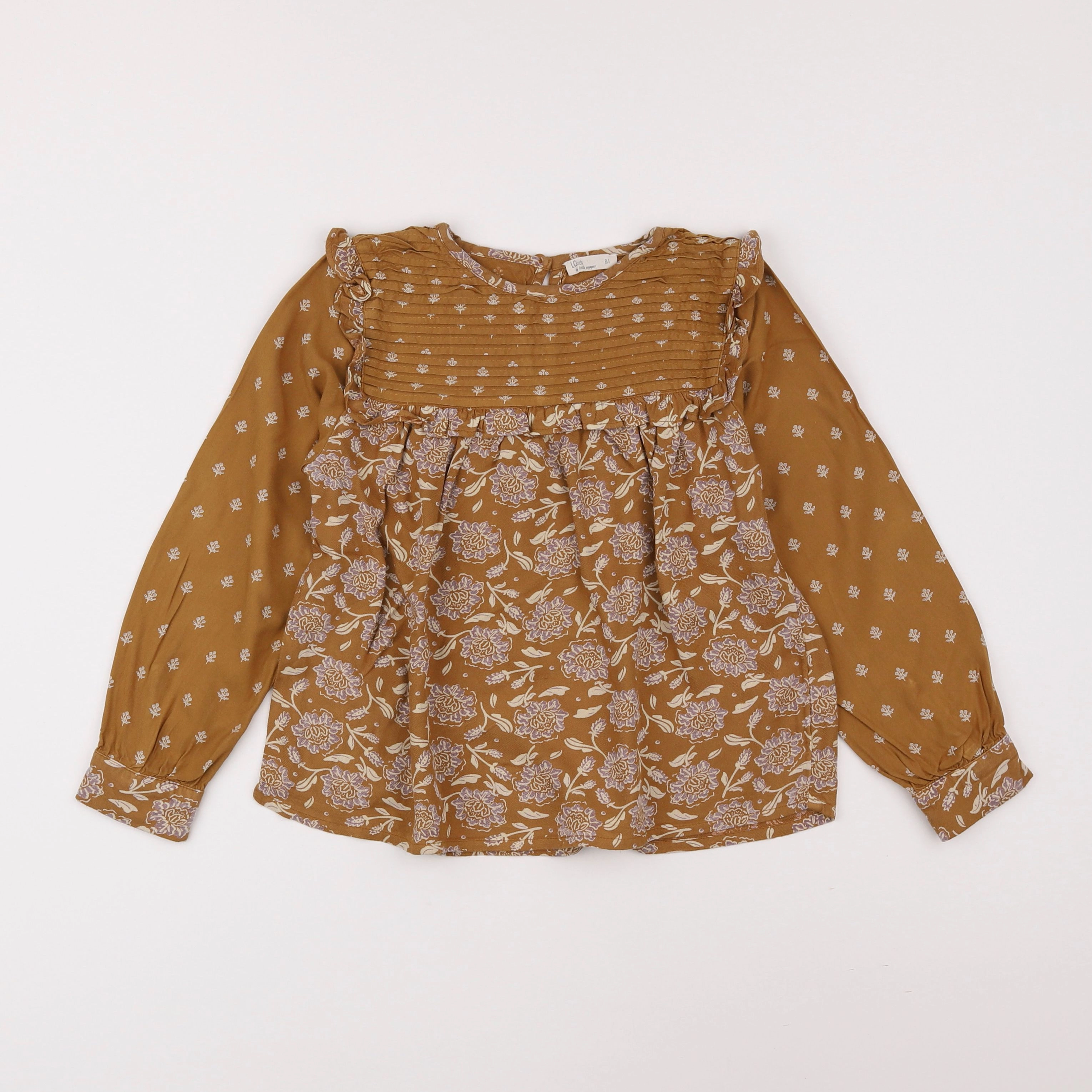 Little Cigogne - blouse marron - 8 ans