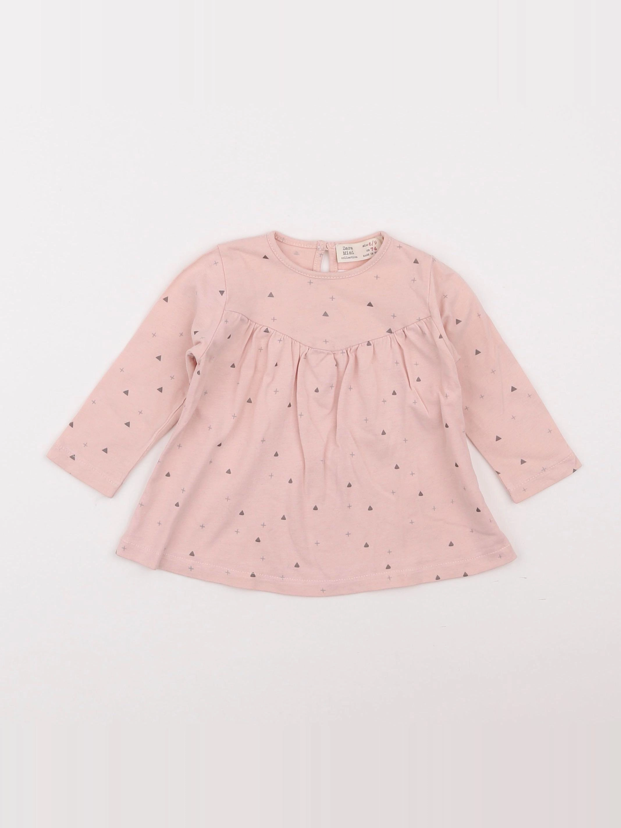 Zara - tee-shirt rose - 6/9 mois