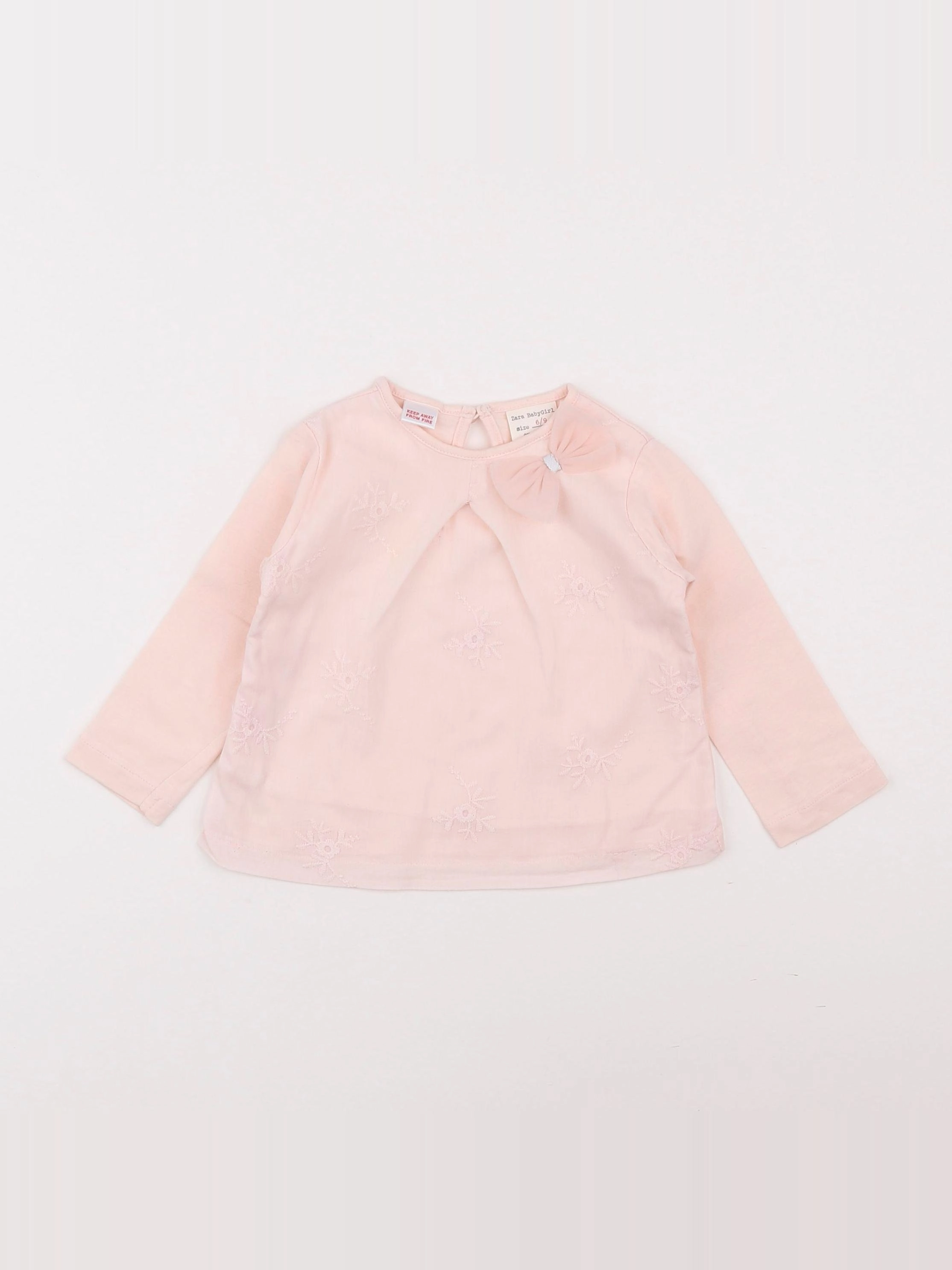 Zara - tee-shirt rose - 6/9 mois