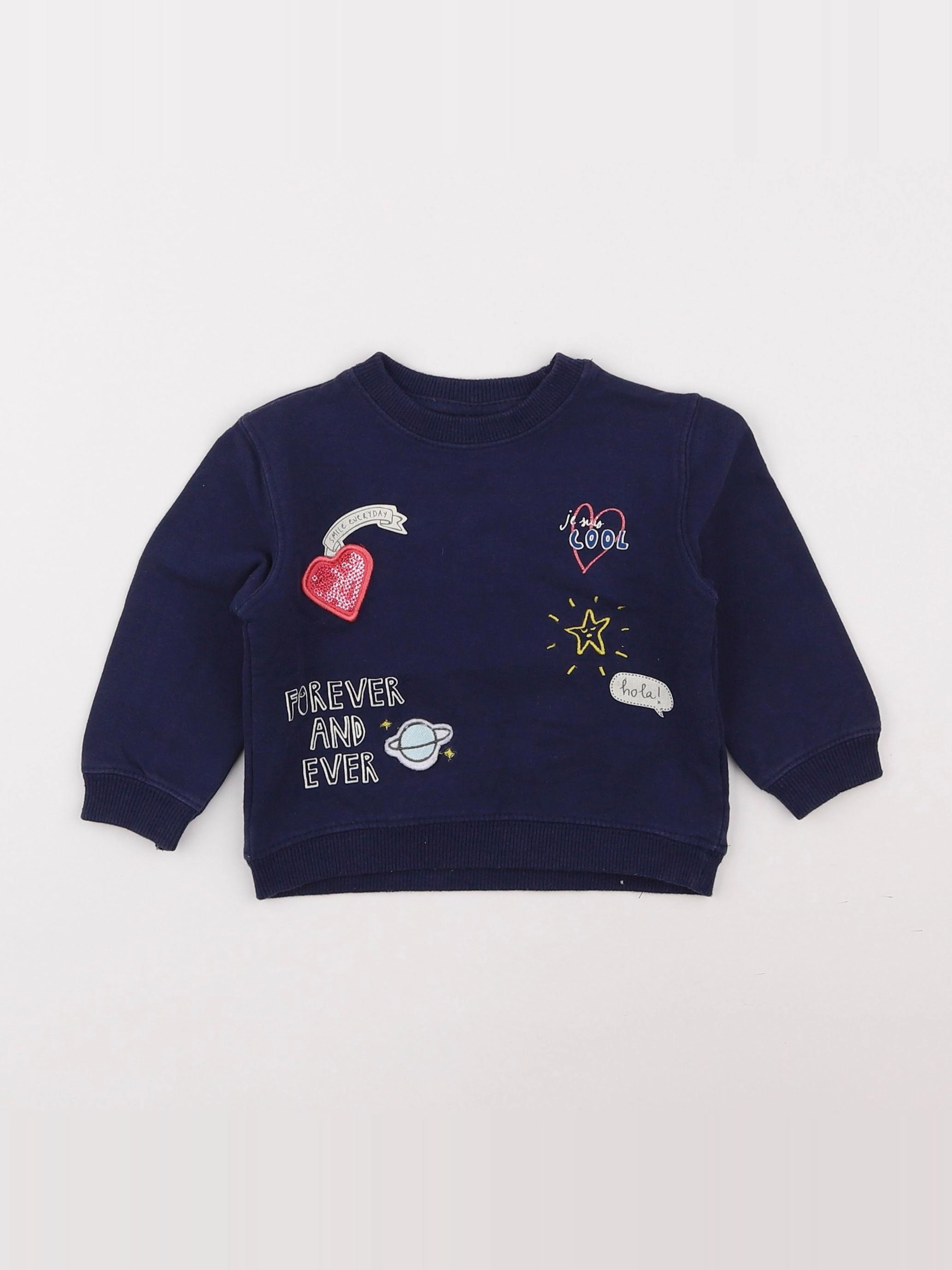 Zara - sweat bleu - 6/9 mois