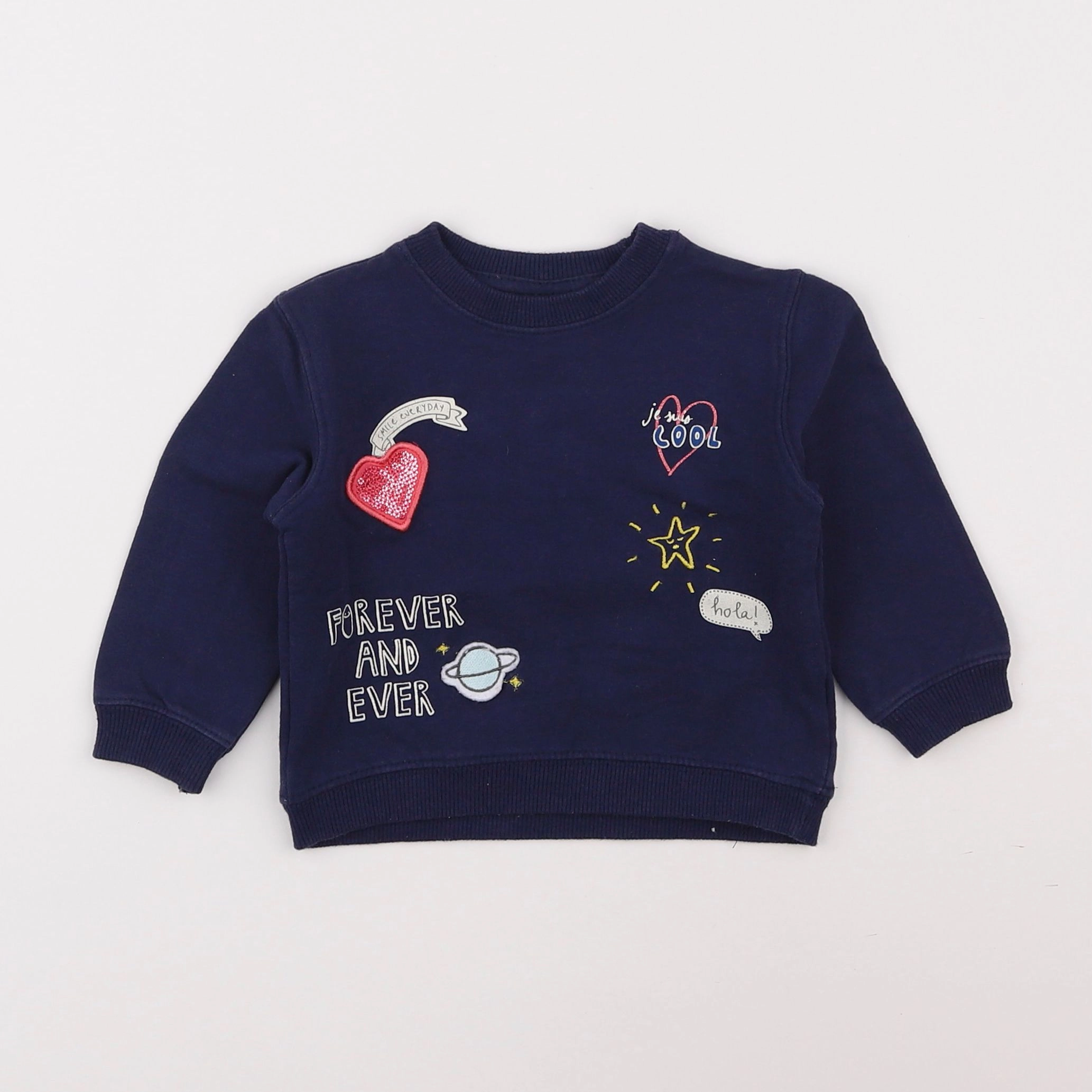 Zara - sweat bleu - 6/9 mois