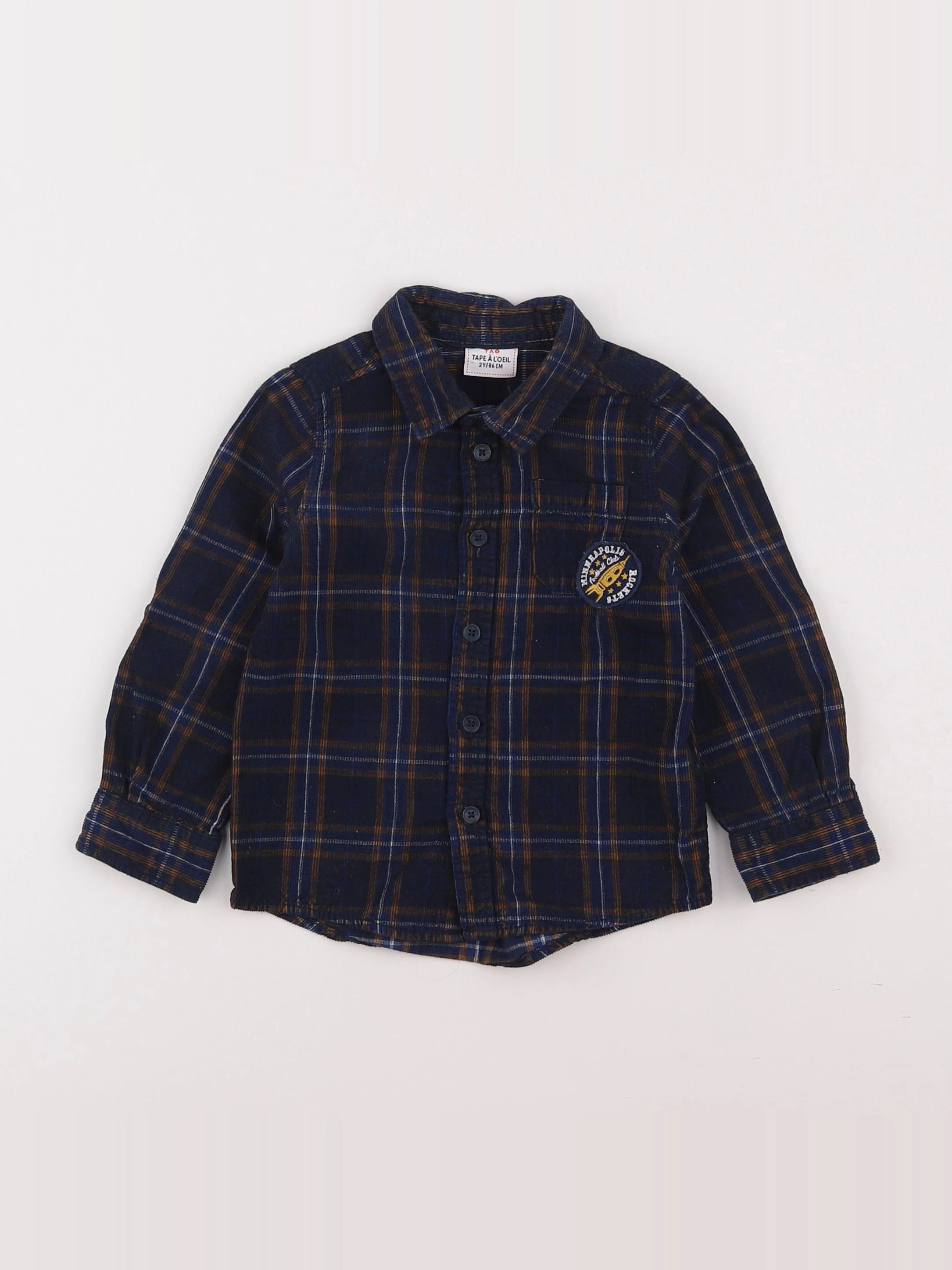 Tape à l'oeil - chemise bleu, marron - 2 ans