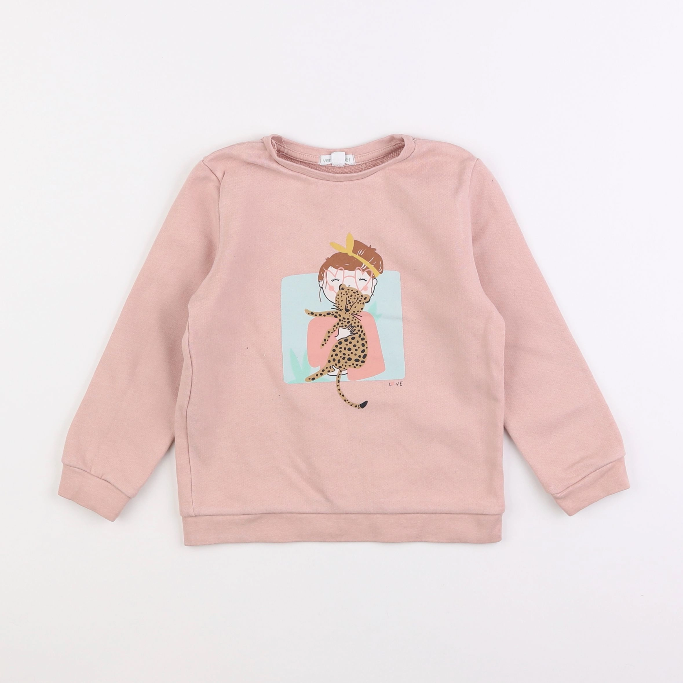 Vertbaudet - sweat rose - 4 ans