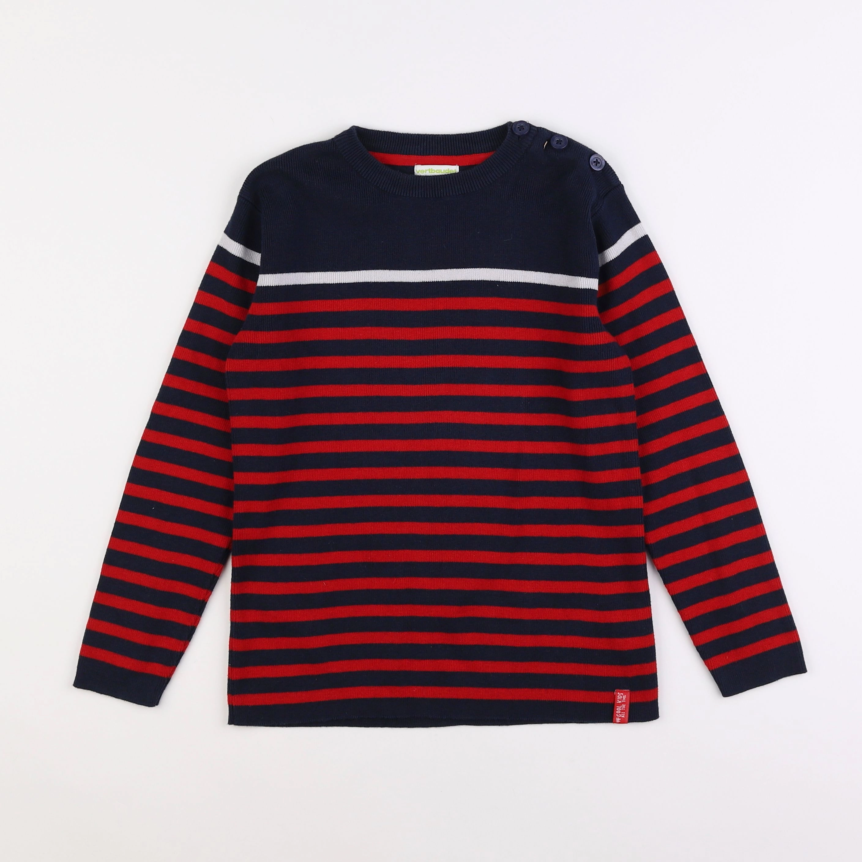 Vertbaudet - pull bleu, rouge - 10 ans