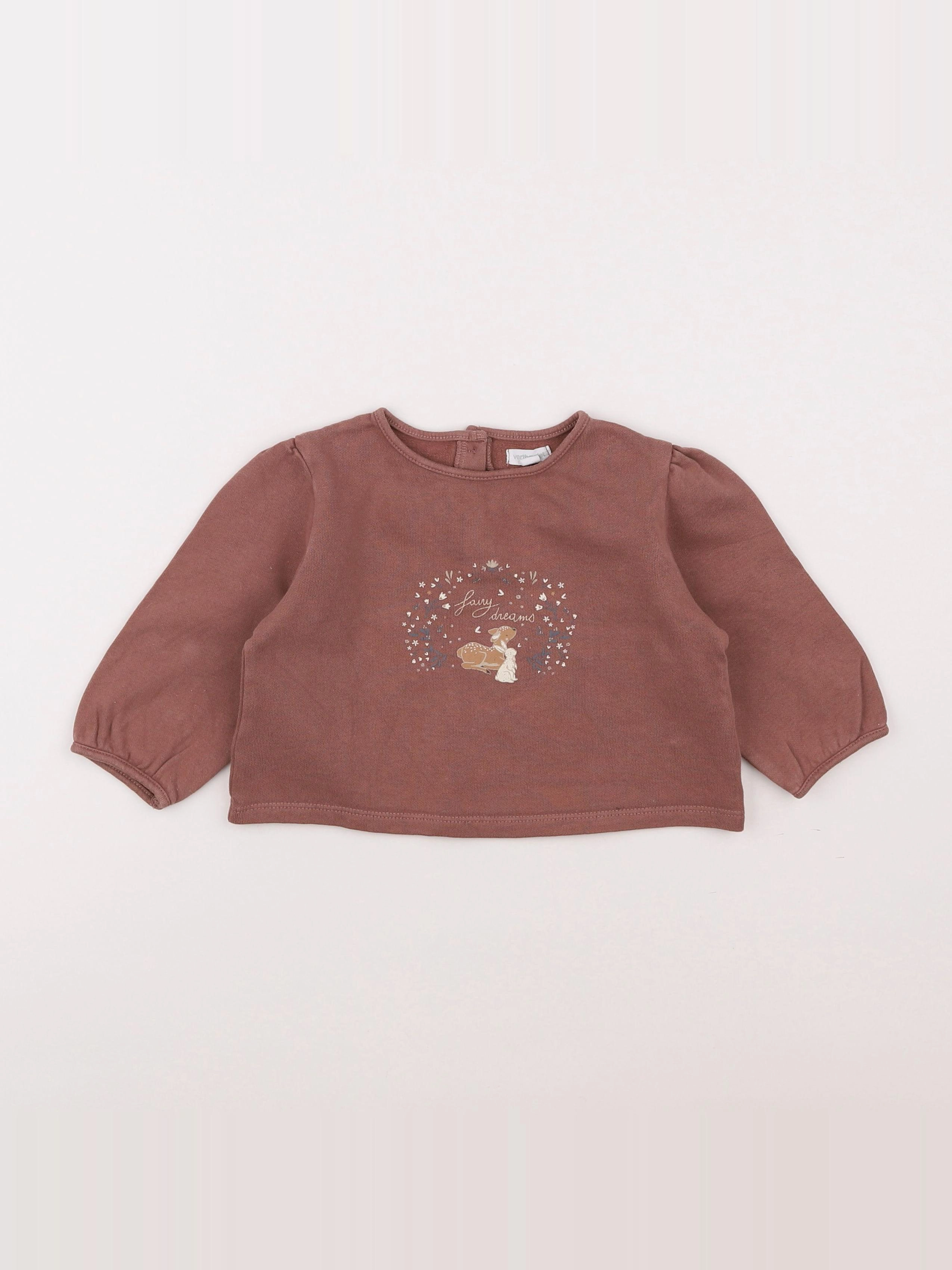 Vertbaudet - sweat marron - 12 mois