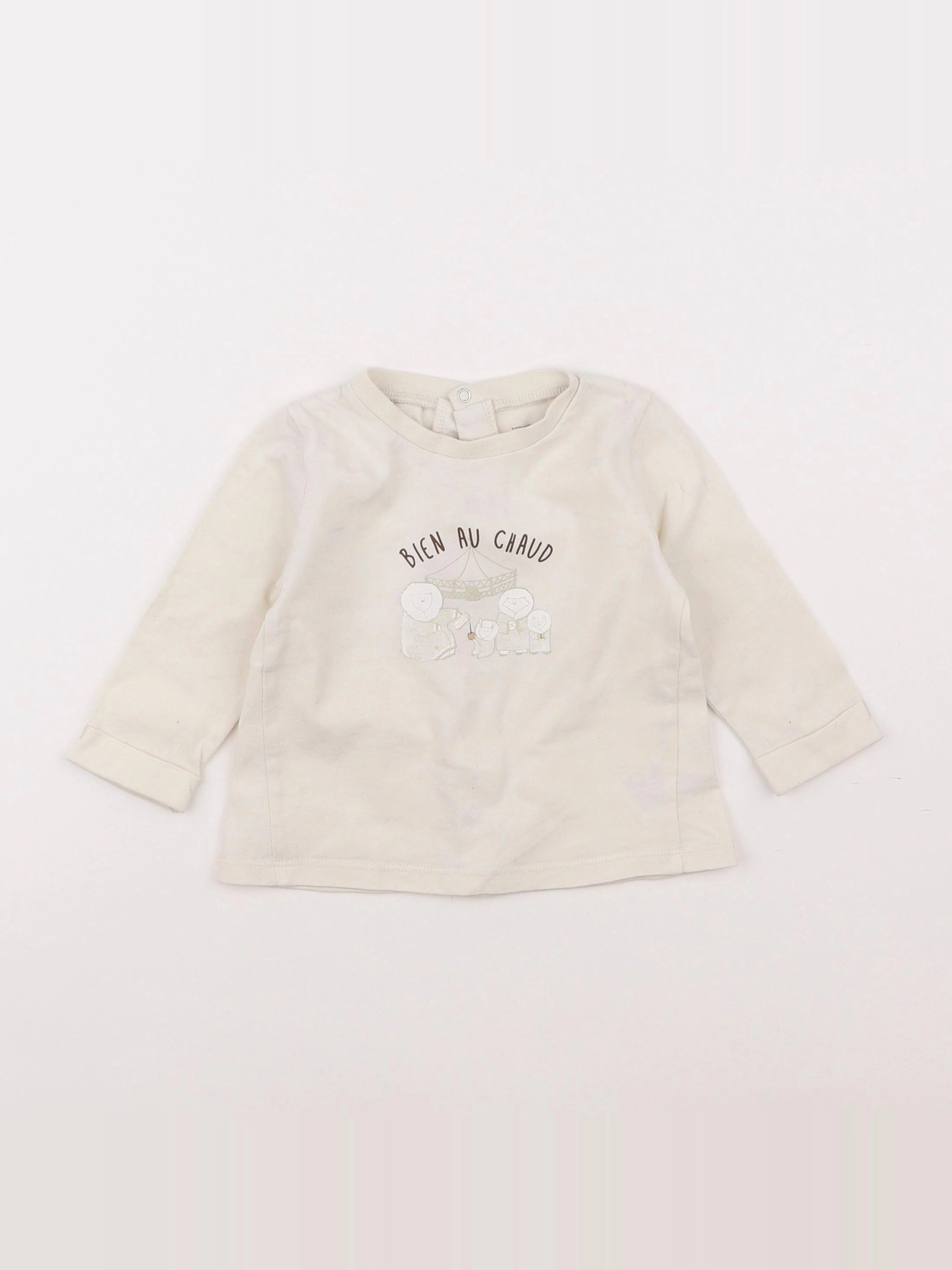 Vertbaudet - tee-shirt beige - 9 mois