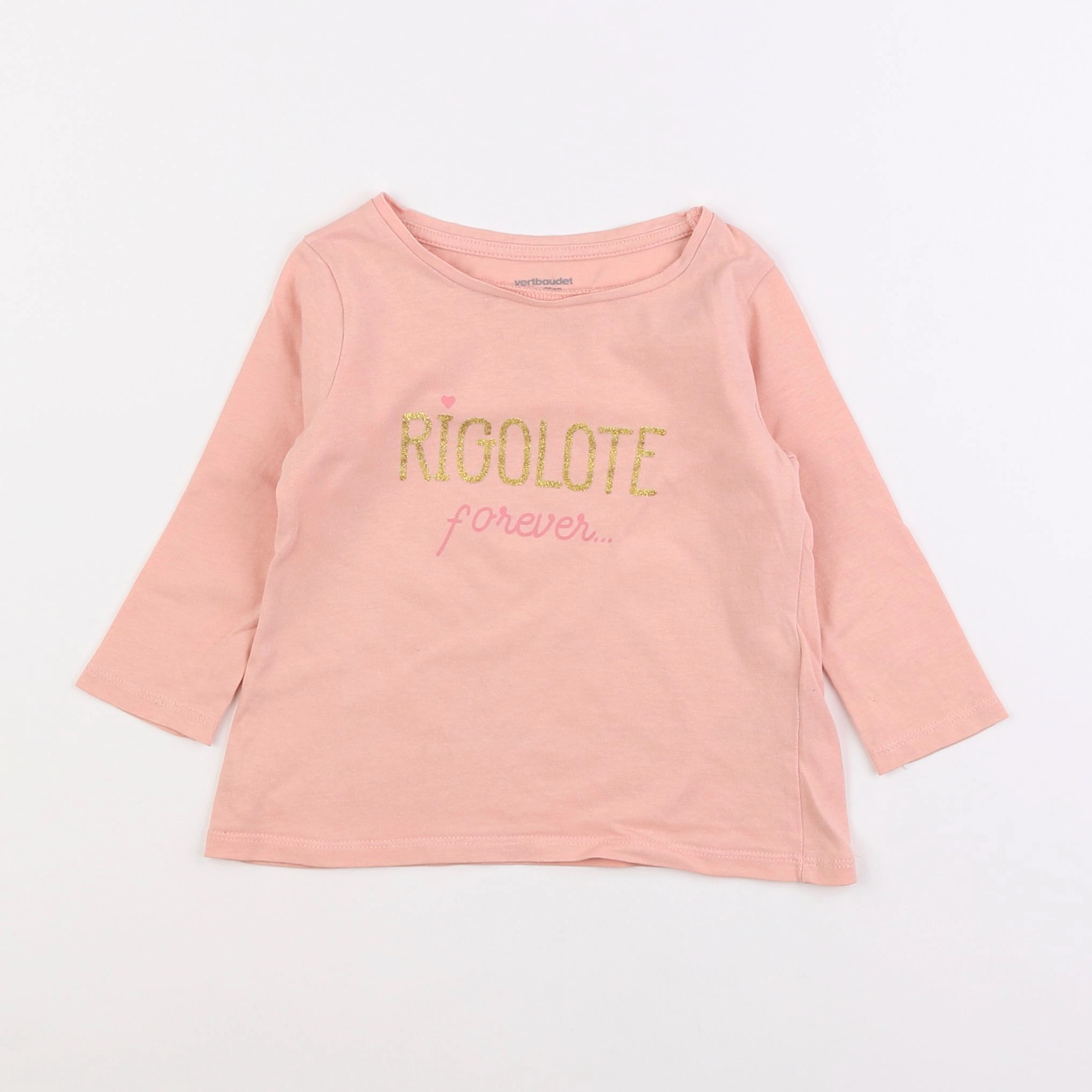 Vertbaudet - tee-shirt rose, or - 2 ans