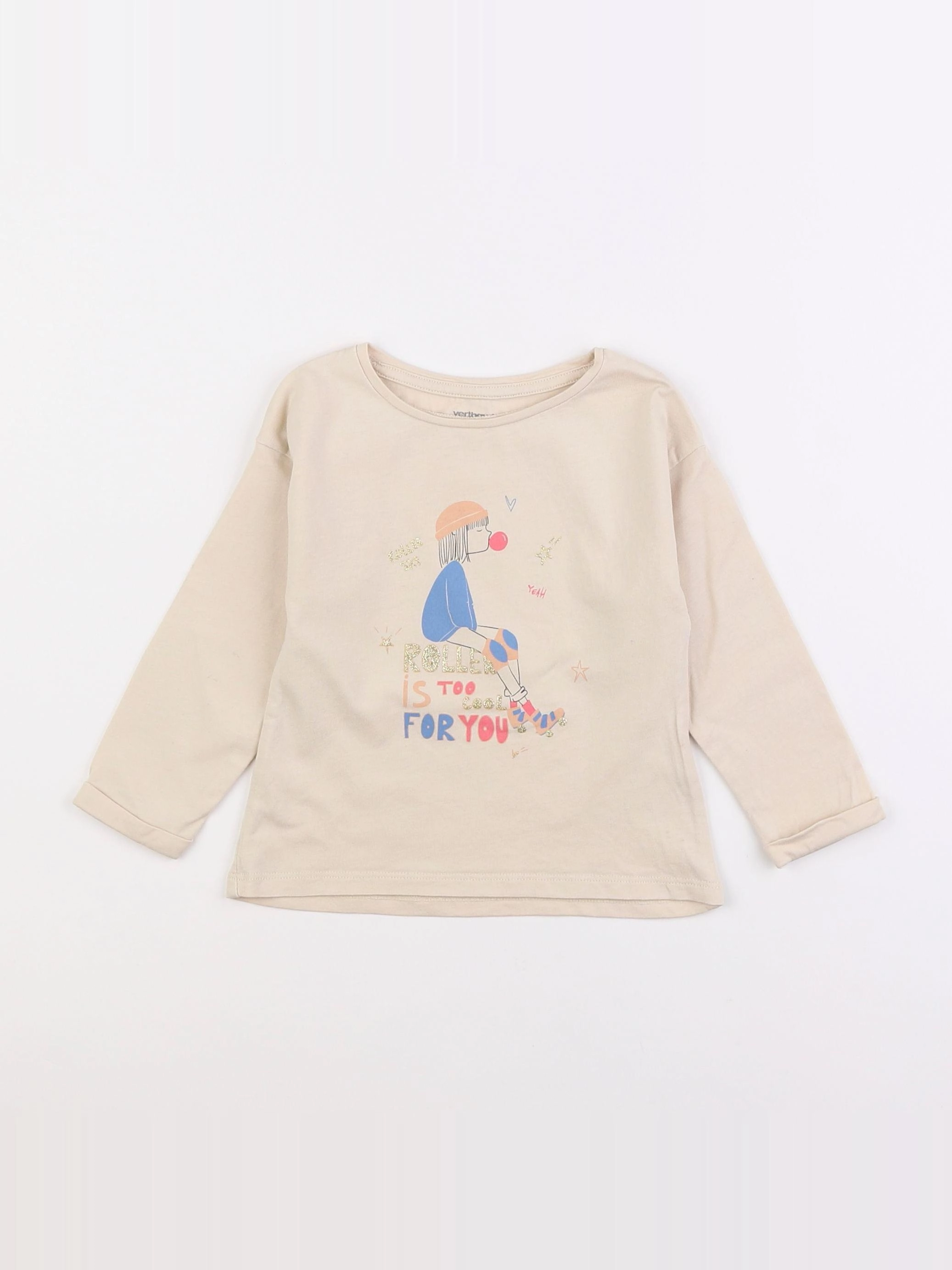 Vertbaudet - tee-shirt beige - 2 ans
