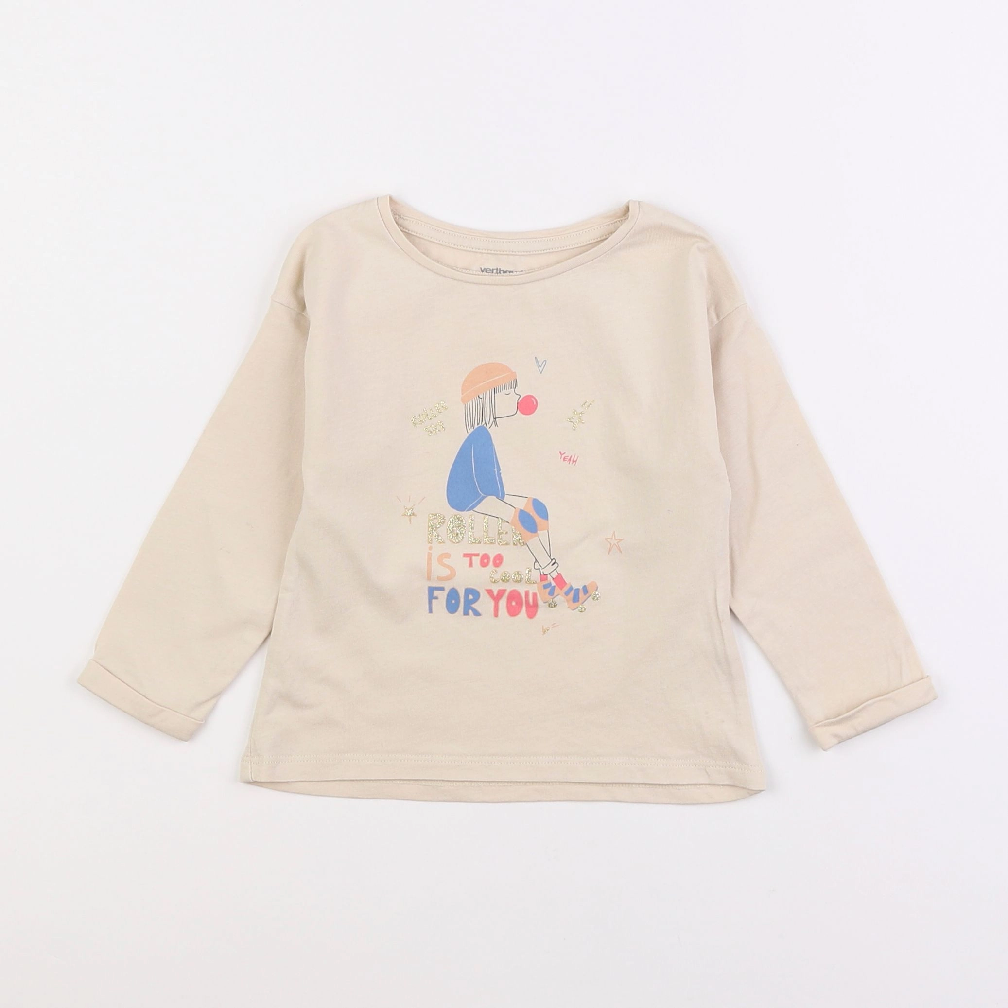 Vertbaudet - tee-shirt beige - 2 ans