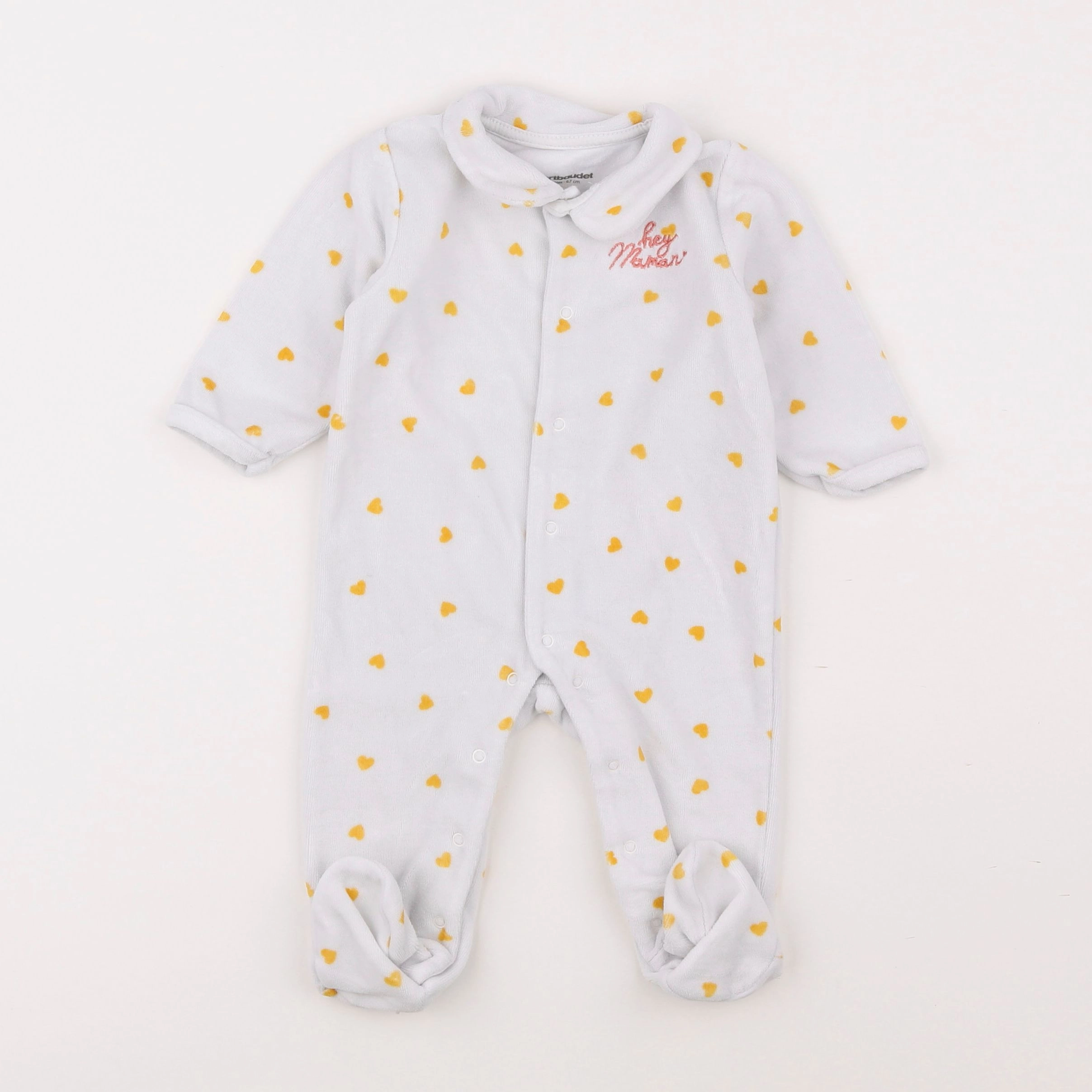 Vertbaudet - pyjama velours blanc - 6 mois