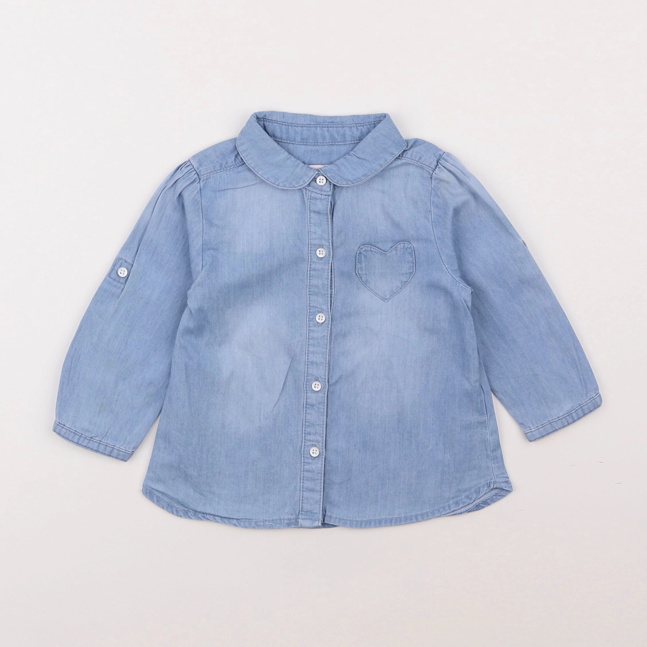 Vertbaudet - chemise bleu - 12 mois